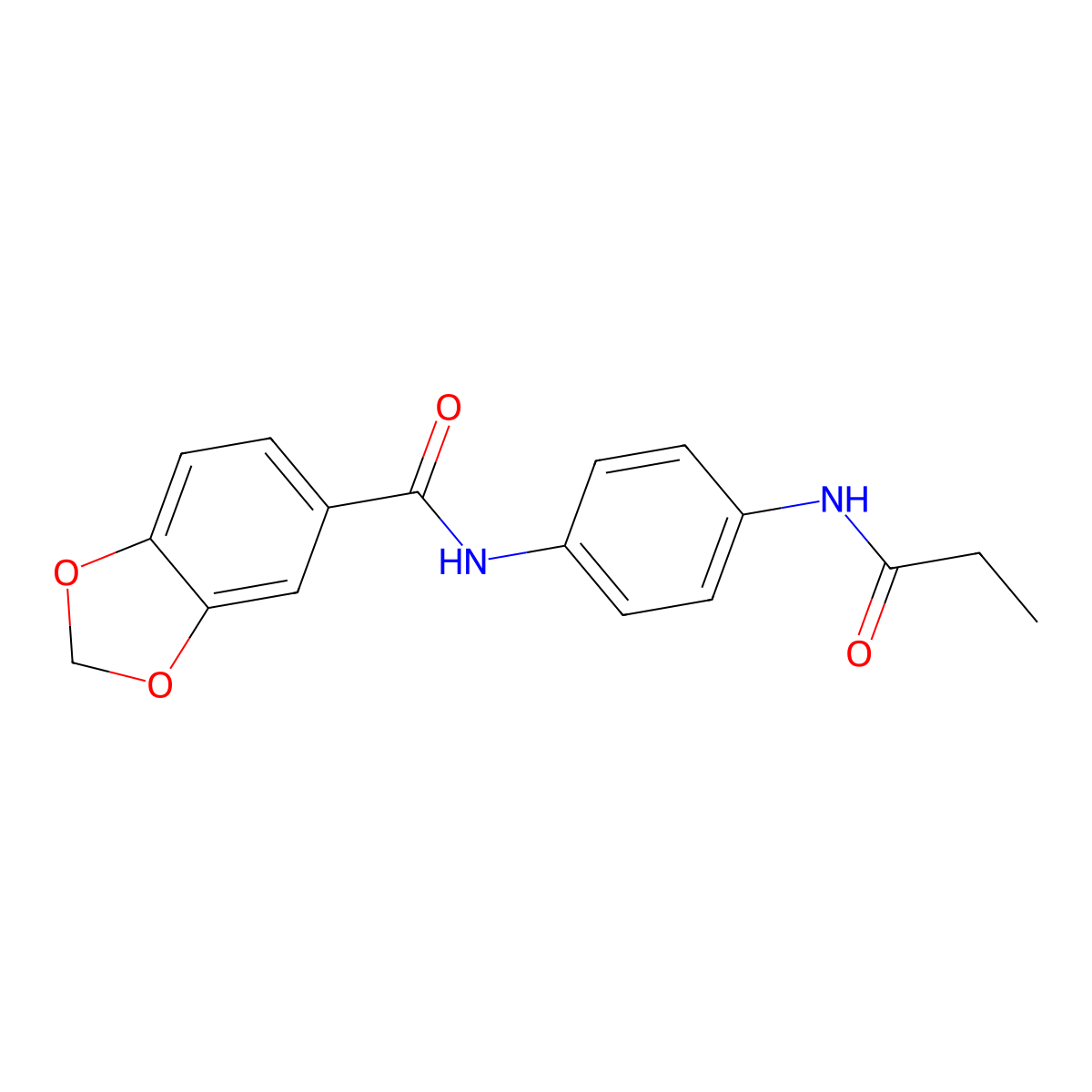 N-[4-(propanoylamino)phenyl]-1,3-benzodioxole-5-carboxamide molecular structure, CAS 701932-13-0