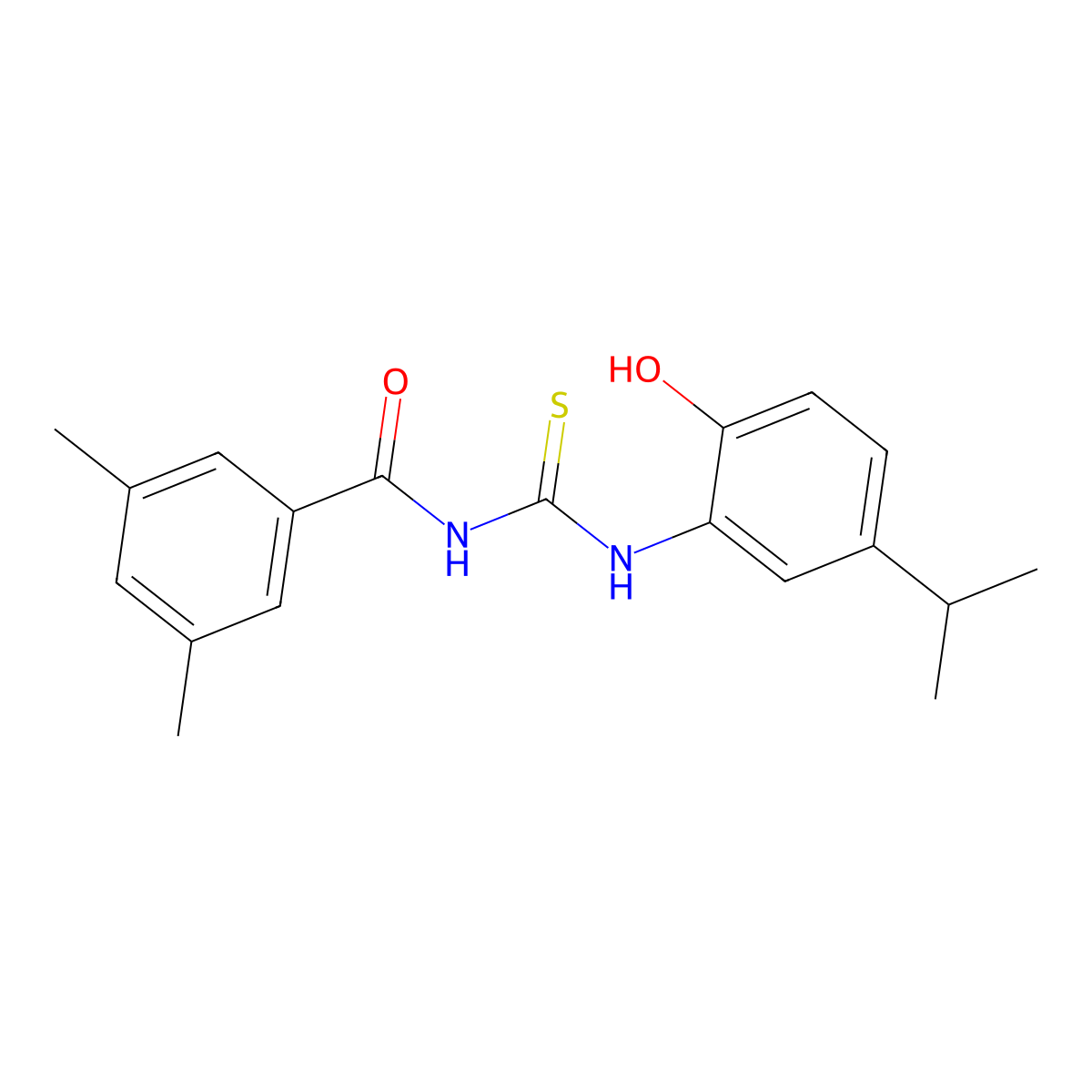 N-[(2-hydroxy-5-propan-2-ylphenyl)carbamothioyl]-3,5-dimethylbenzamide molecular structure, CAS 701932-33-4