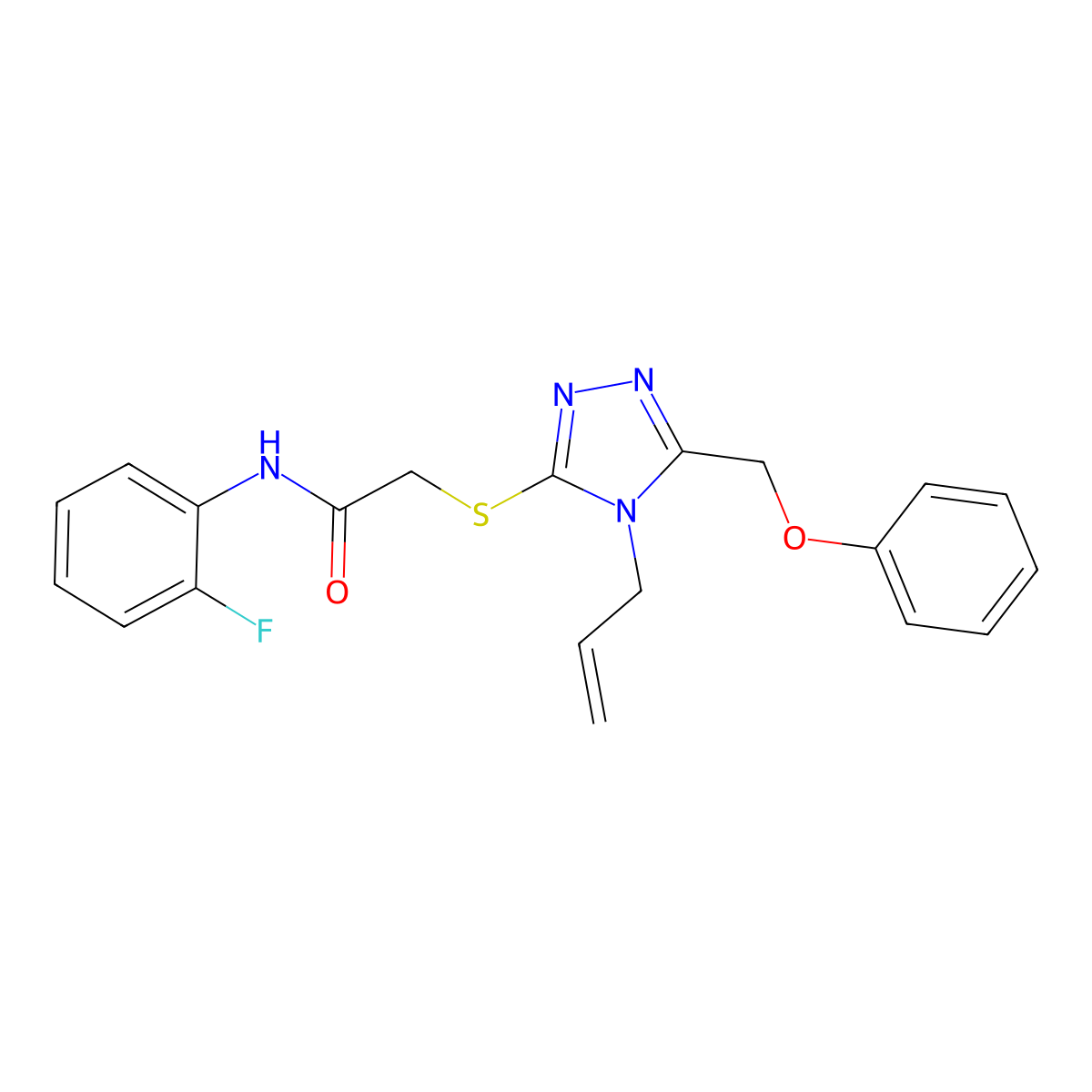 N-(2-fluorophenyl)-2-{[5-(phenoxymethyl)-4-(prop-2-en-1-yl)-4H-1,2,4-triazol-3-yl]sulfanyl}acetamide molecular structure, CAS 701932-68-5