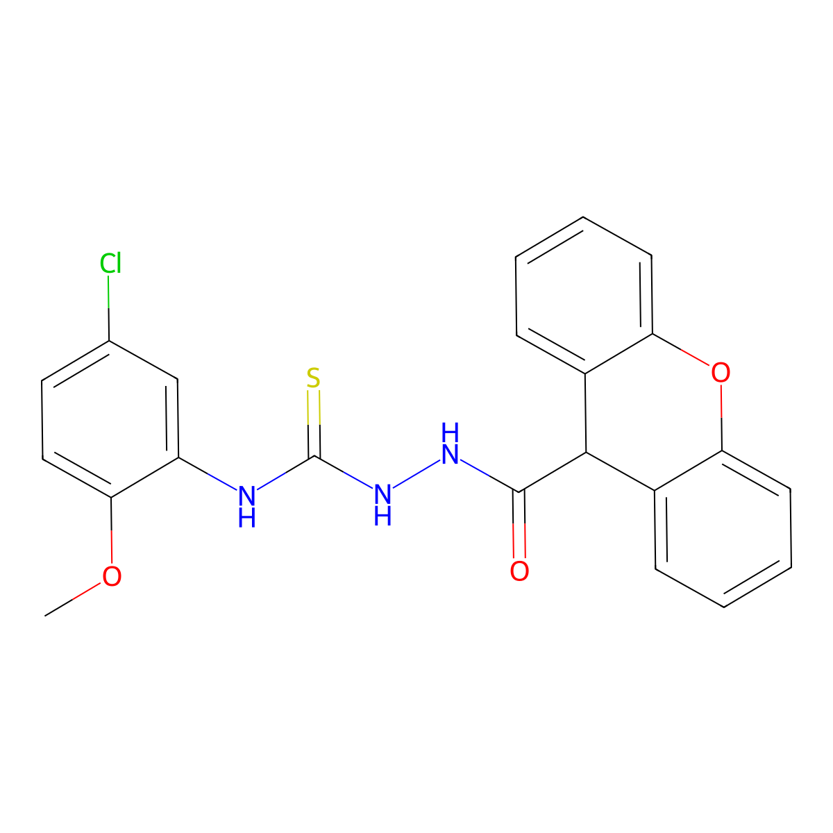1-(5-chloro-2-methoxyphenyl)-3-(9H-xanthene-9-carbonylamino)thiourea molecular structure, CAS 701932-73-2