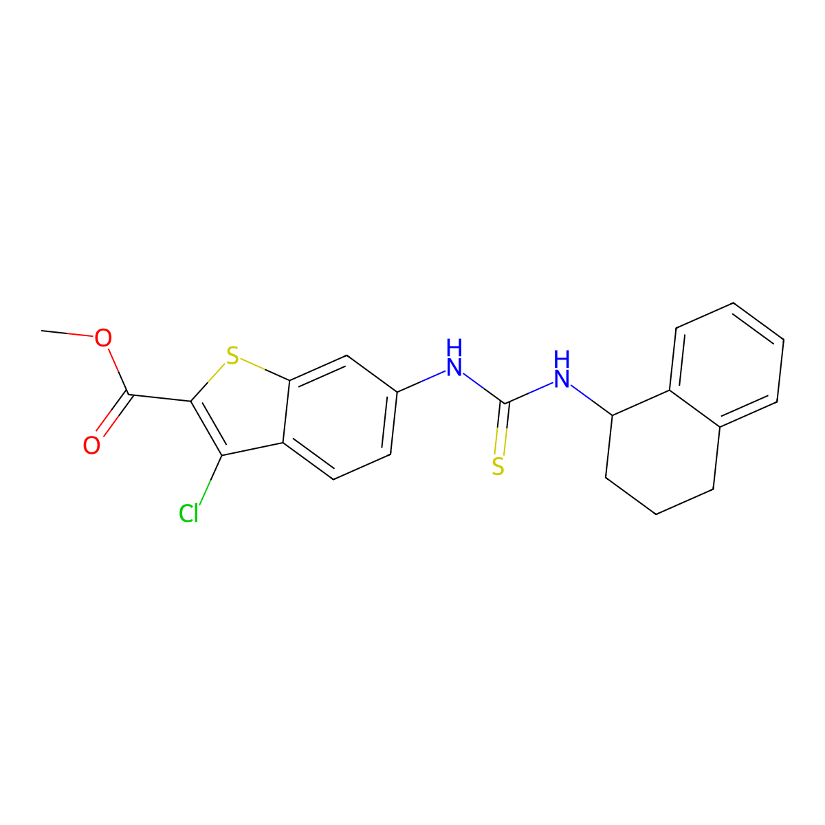 Methyl 3-chloro-6-[(1,2,3,4-tetrahydronaphthalen-1-ylcarbamothioyl)amino]-1-benzothiophene-2-carboxylate molecular structure, CAS 701932-75-4