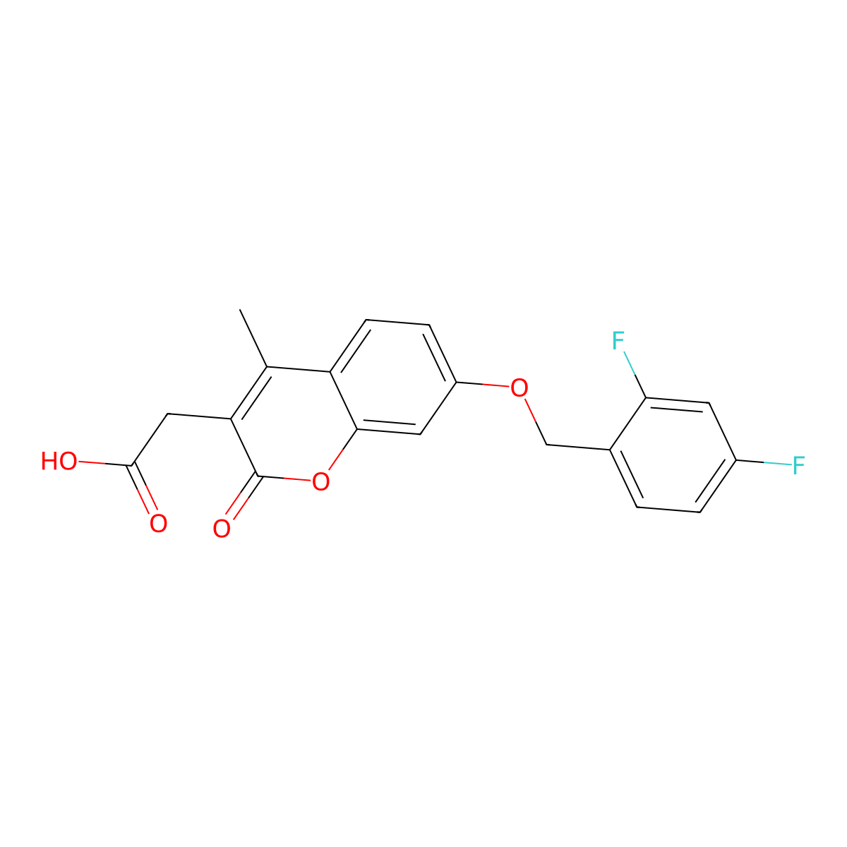 {7-[(2,4-difluorobenzyl)oxy]-4-methyl-2-oxo-2H-chromen-3-yl}acetic acid molecular structure, CAS 701932-82-3