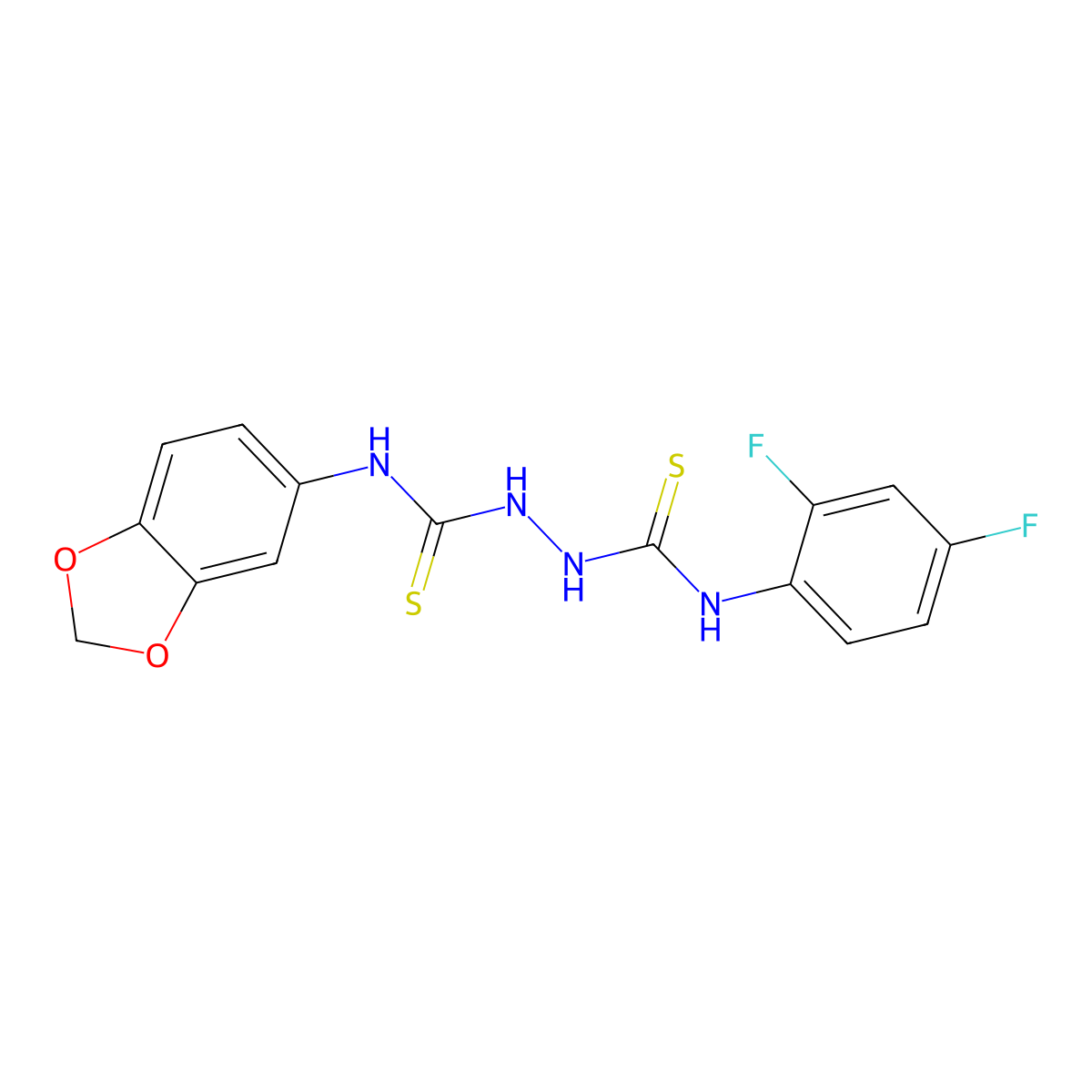 1-(1,3-Benzodioxol-5-yl)-3-[(2,4-difluorophenyl)carbamothioylamino]thiourea molecular structure, CAS 701932-83-4