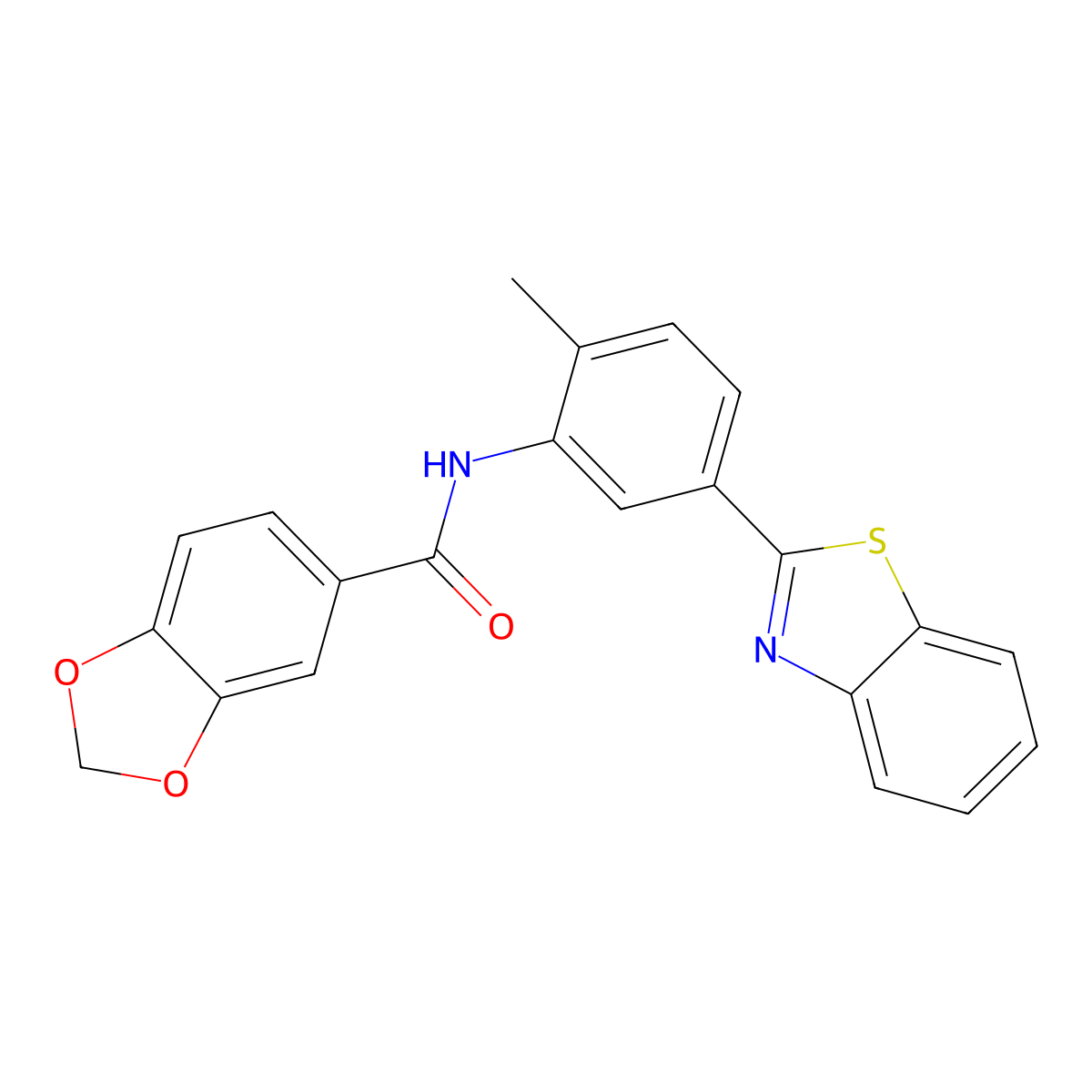 N-[5-(1,3-benzothiazol-2-yl)-2-methylphenyl]-1,3-benzodioxole-5-carboxamide molecular structure, CAS 701932-92-5