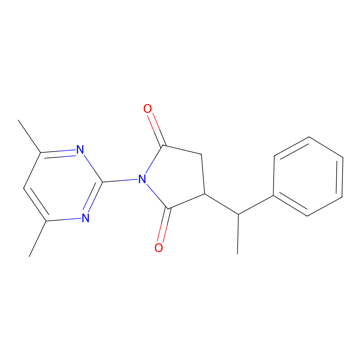 1-(4,6-Dimethylpyrimidin-2-yl)-3-(1-phenylethyl)pyrrolidine-2,5-dione molecular structure, CAS 701933-16-6