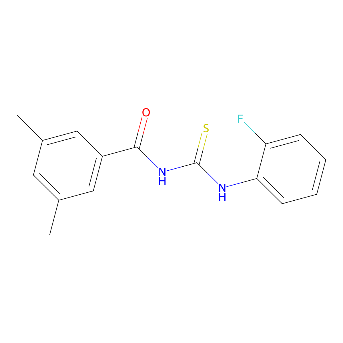 N-[(2-fluorophenyl)carbamothioyl]-3,5-dimethylbenzamide molecular structure, CAS 701933-27-9