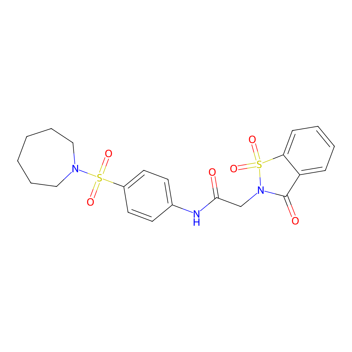 N-[4-(1-azepanylsulfonyl)phenyl]-2-(1,1-dioxido-3-oxo-1,2-benzisothiazol-2(3H)-yl)acetamide molecular structure, CAS 701933-45-1