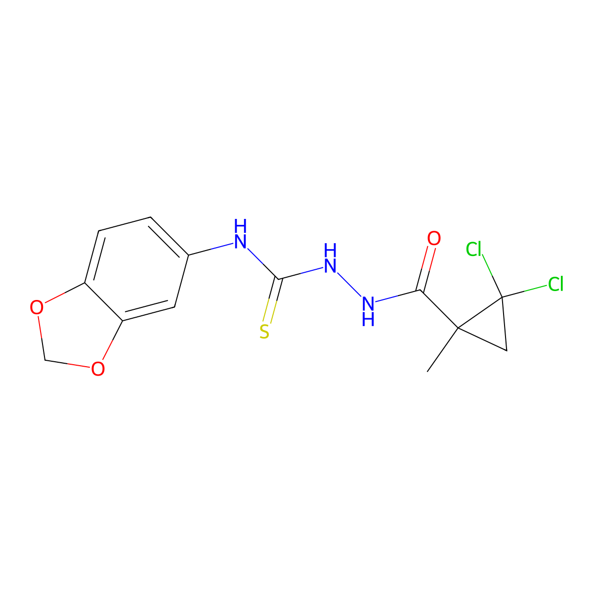 N-(1,3-benzodioxol-5-yl)-2-[(2,2-dichloro-1-methylcyclopropyl)carbonyl]hydrazinecarbothioamide molecular structure, CAS 701933-55-3