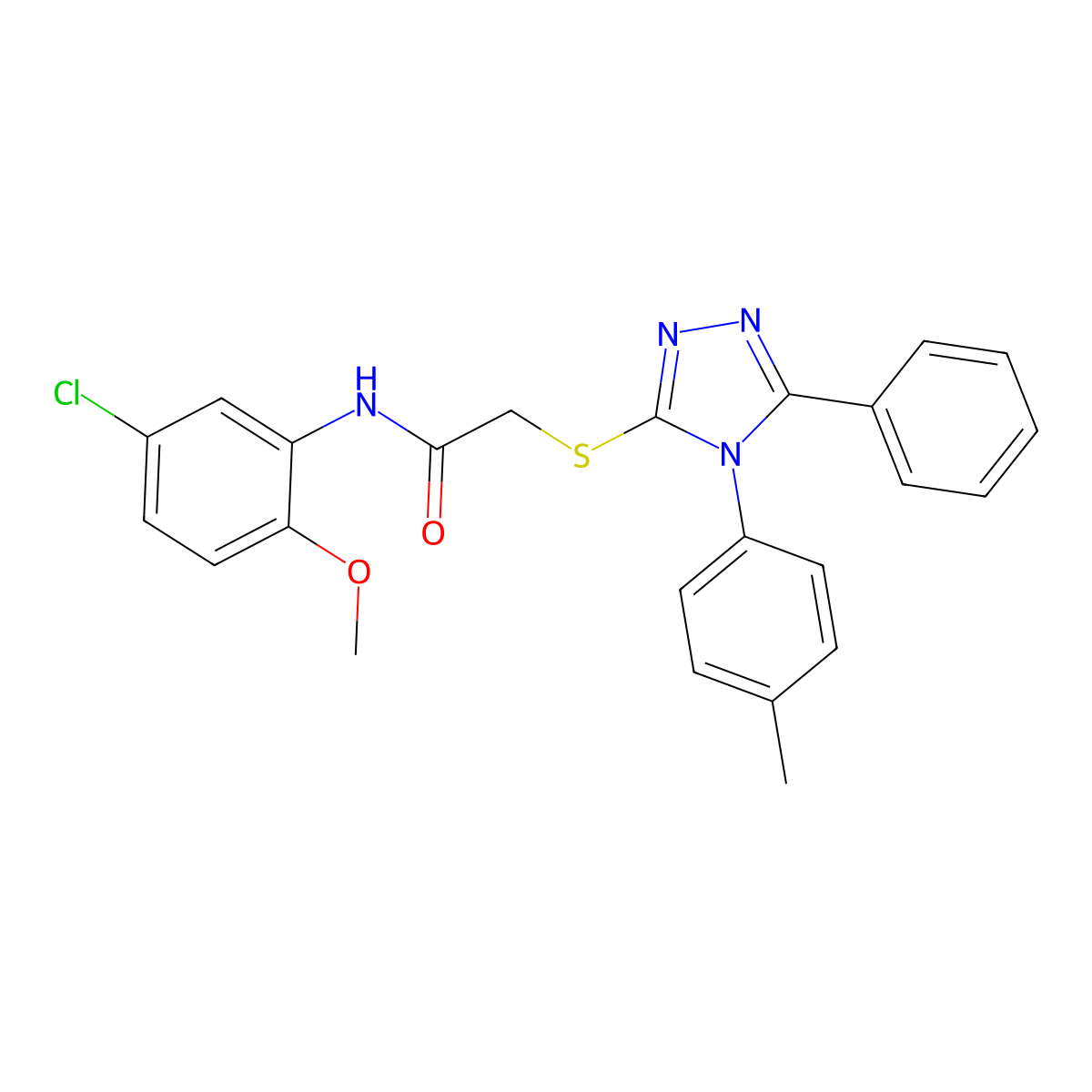 N-(5-chloro-2-methoxyphenyl)-2-[[4-(4-methylphenyl)-5-phenyl-1,2,4-triazol-3-yl]sulfanyl]acetamide molecular structure, CAS 701933-93-9