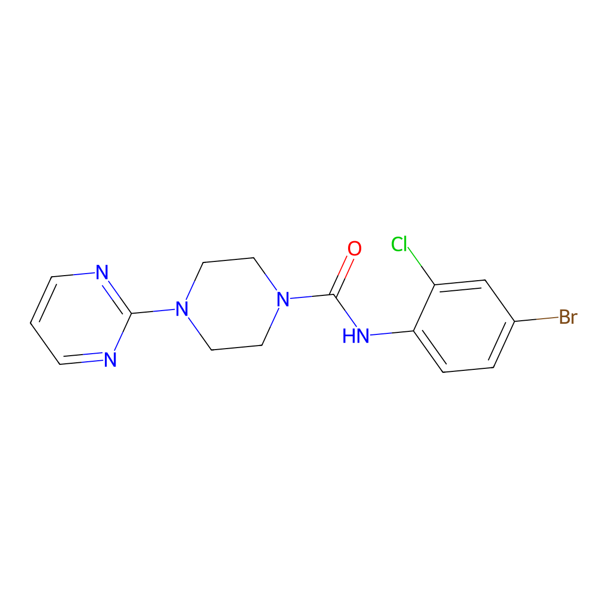 N-(4-bromo-2-chlorophenyl)-4-pyrimidin-2-ylpiperazine-1-carboxamide molecular structure, CAS 701933-94-0