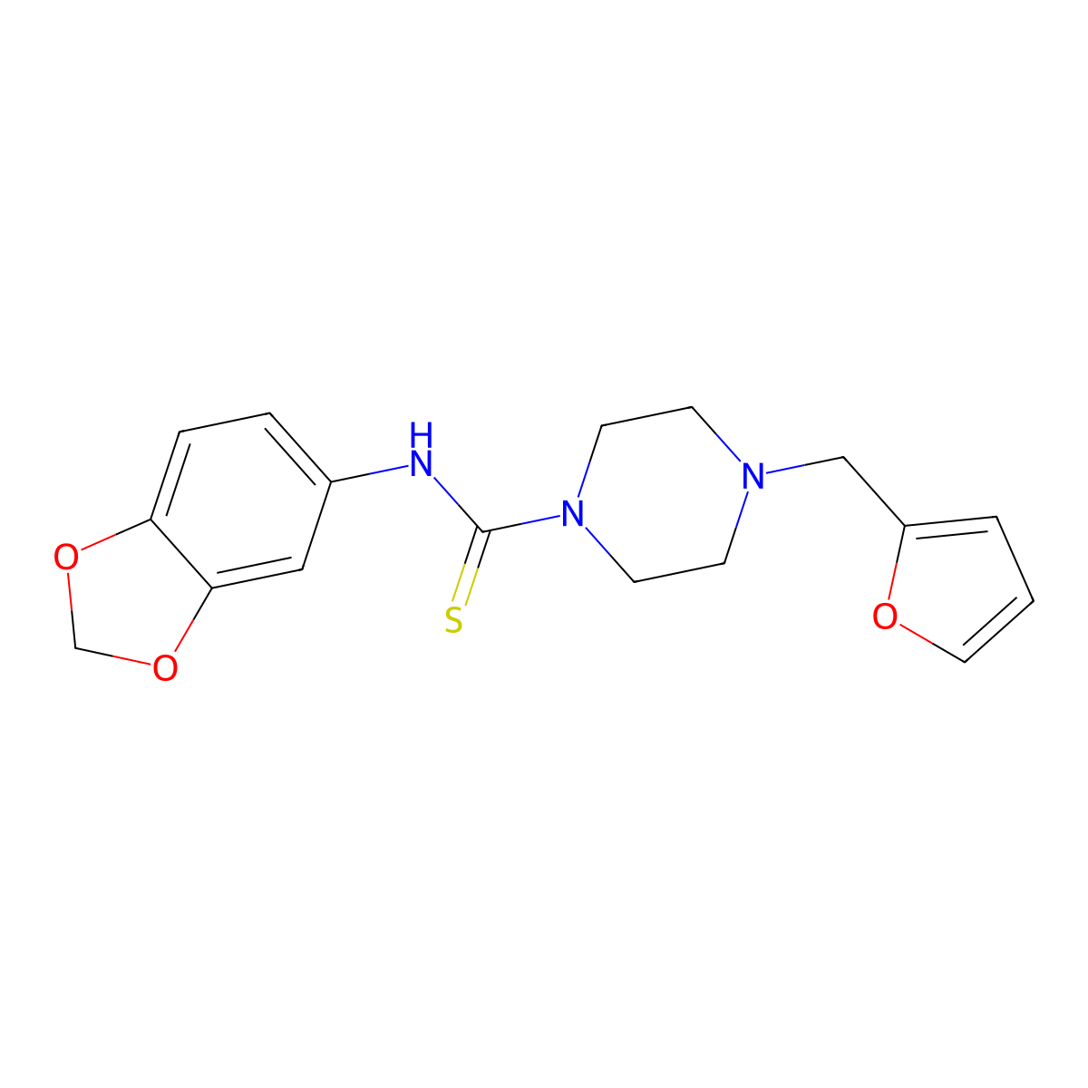 N-(1,3-benzodioxol-5-yl)-4-(2-furanylmethyl)-1-piperazinecarbothioamide molecular structure, CAS 701933-97-3