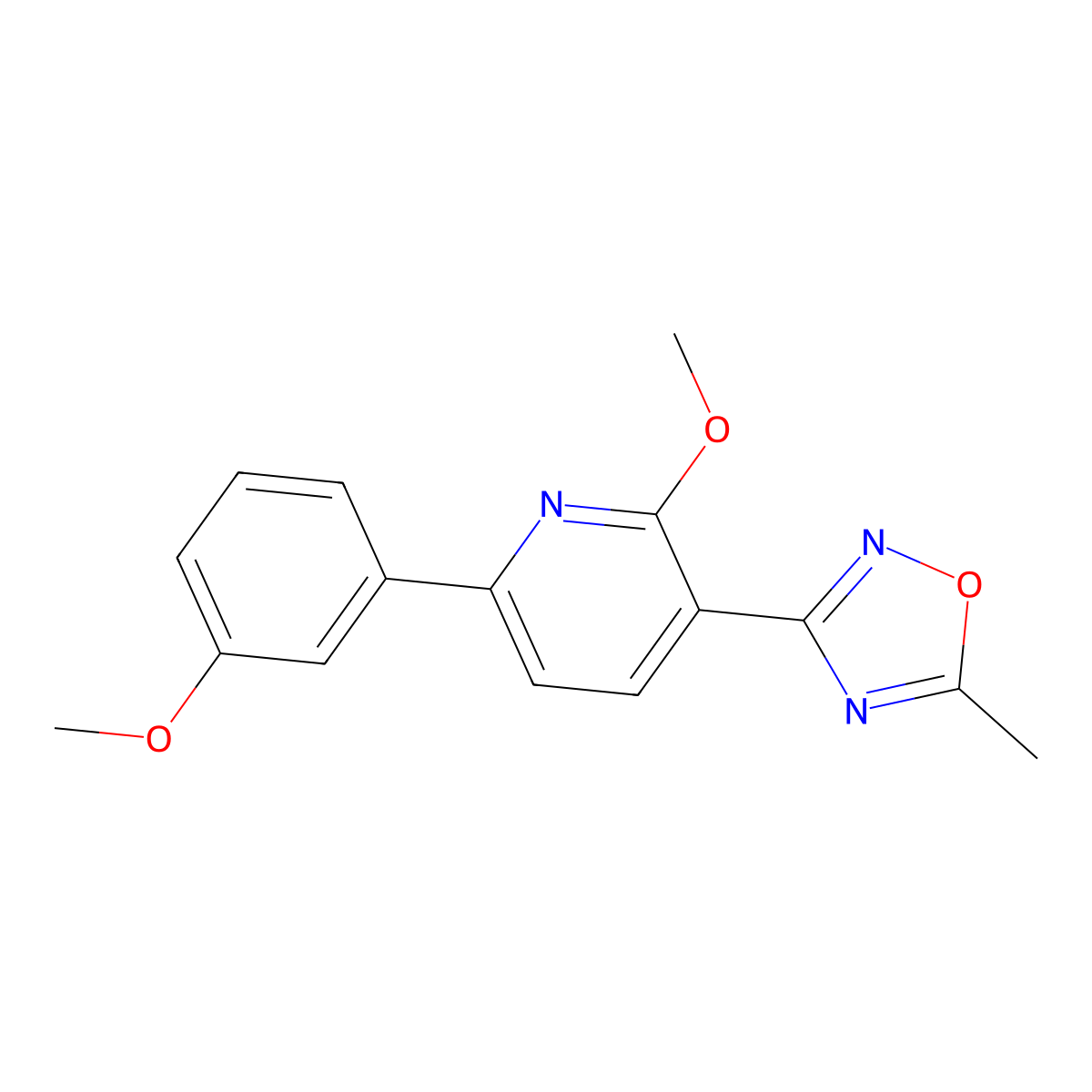 3-[2-Methoxy-6-(3-methoxyphenyl)pyridin-3-yl]-5-methyl-1,2,4-oxadiazole molecular structure, CAS 701934-06-7