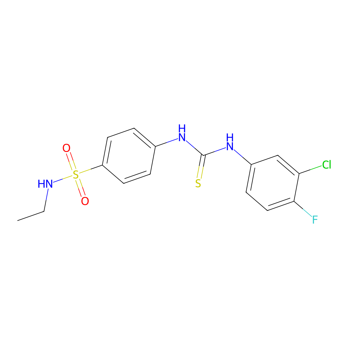 1-(3-Chloro-4-fluorophenyl)-3-[4-(ethylsulfamoyl)phenyl]thiourea molecular structure, CAS 701937-71-5