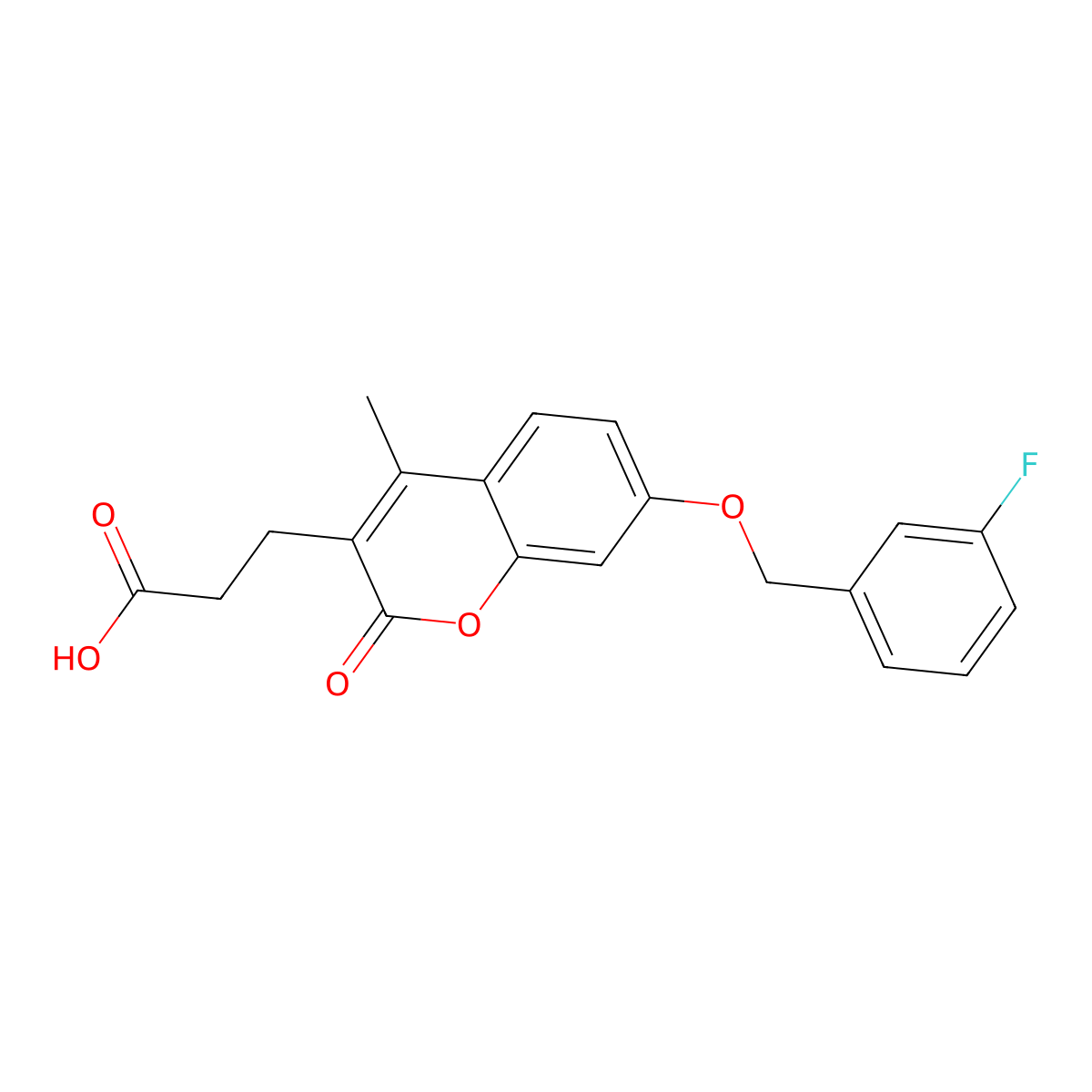 3-{7-[(3-fluorobenzyl)oxy]-4-methyl-2-oxo-2H-chromen-3-yl}propanoic acid molecular structure, CAS 701938-45-6
