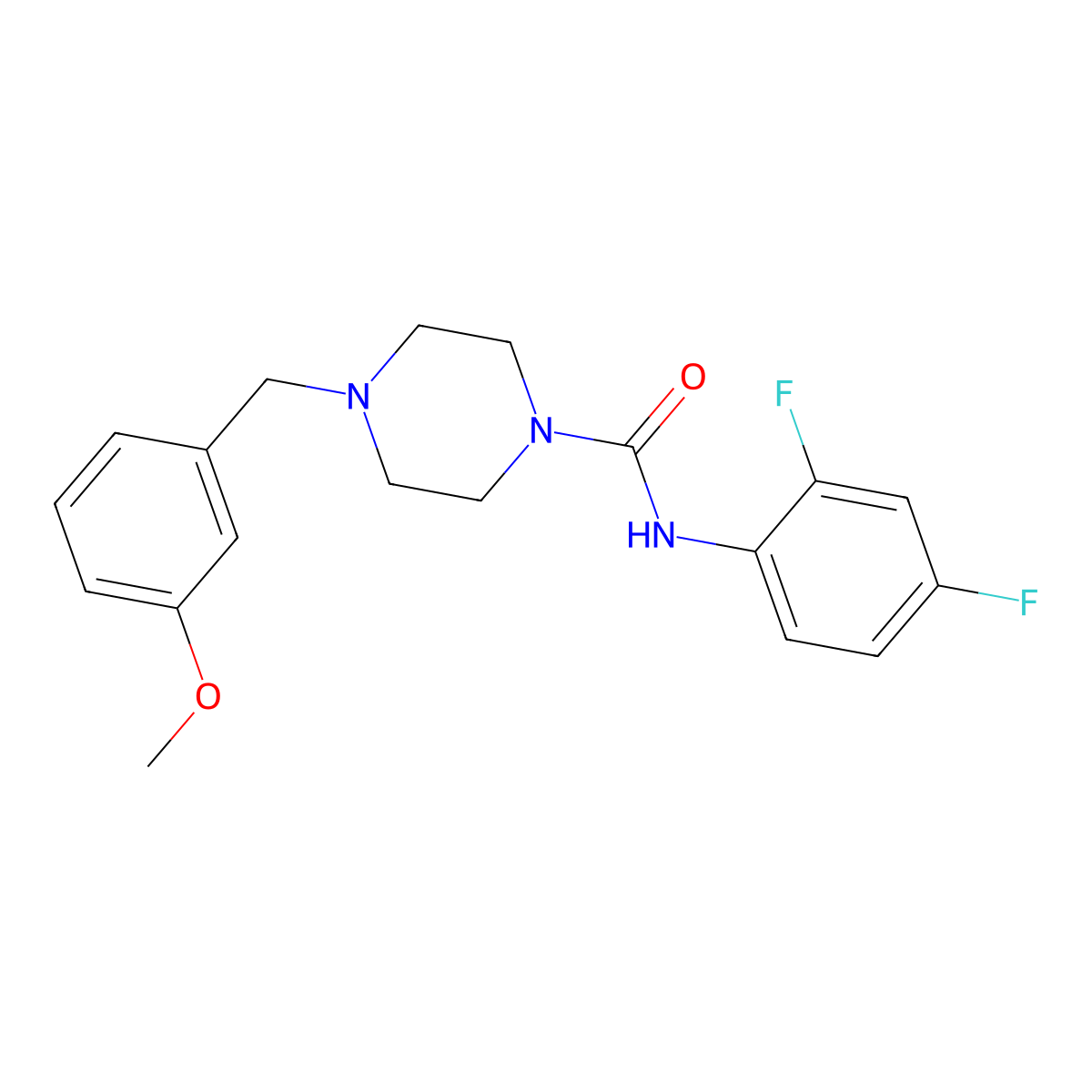N-(2,4-difluorophenyl)-4-[(3-methoxyphenyl)methyl]piperazine-1-carboxamide molecular structure, CAS 701938-57-0