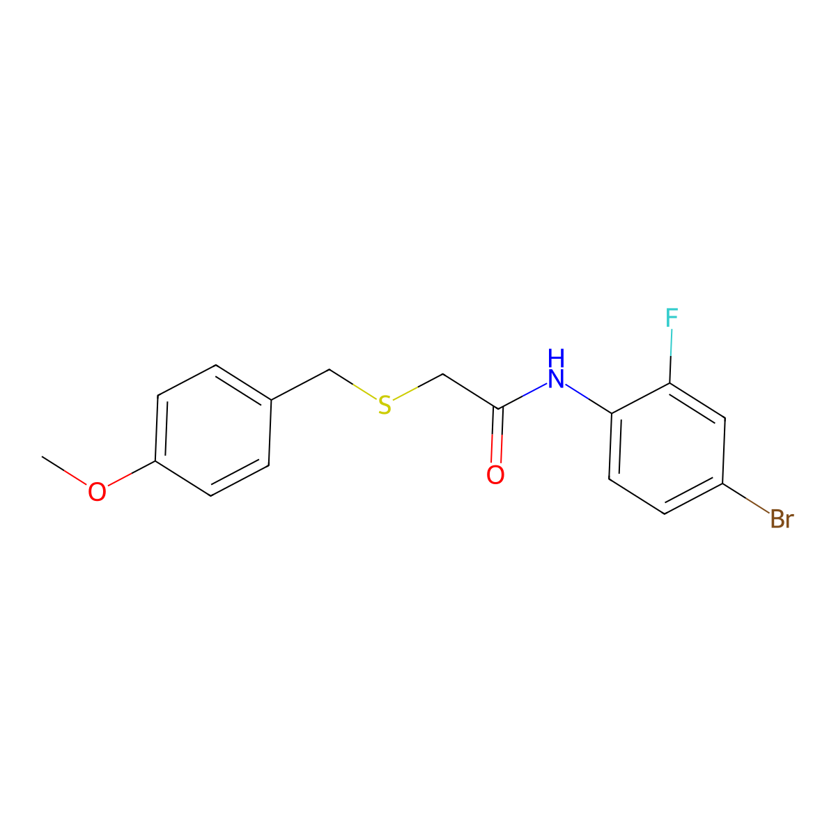 N-(4-bromo-2-fluorophenyl)-2-[(4-methoxyphenyl)methylsulfanyl]acetamide molecular structure, CAS 701938-58-1