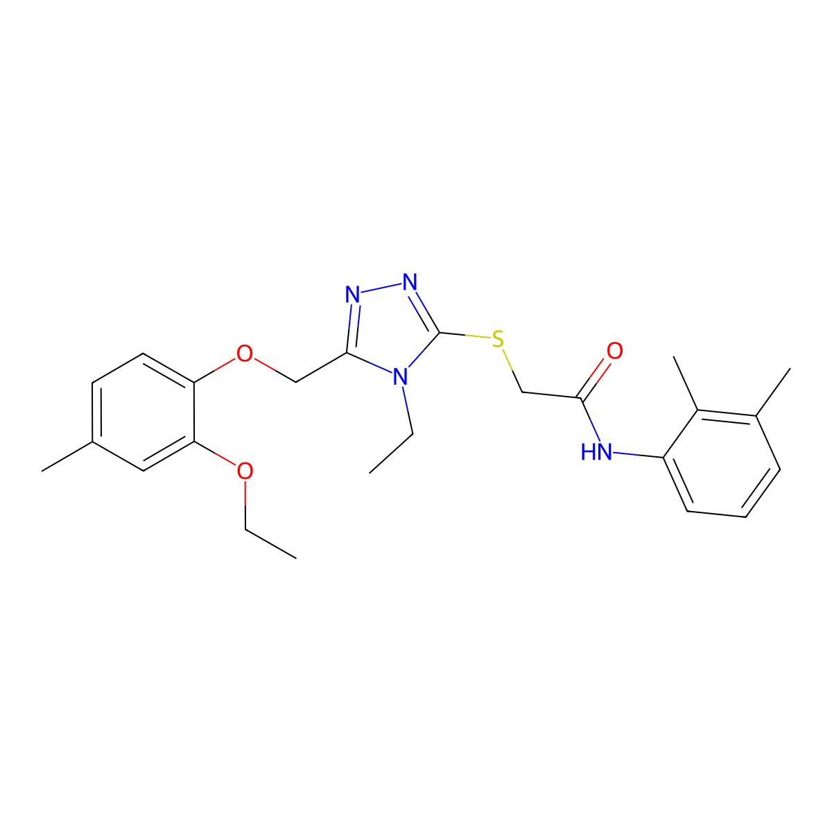 N-(2,3-dimethylphenyl)-2-[[5-[(2-ethoxy-4-methylphenoxy)methyl]-4-ethyl-1,2,4-triazol-3-yl]sulfanyl]acetamide molecular structure, CAS 701938-60-5