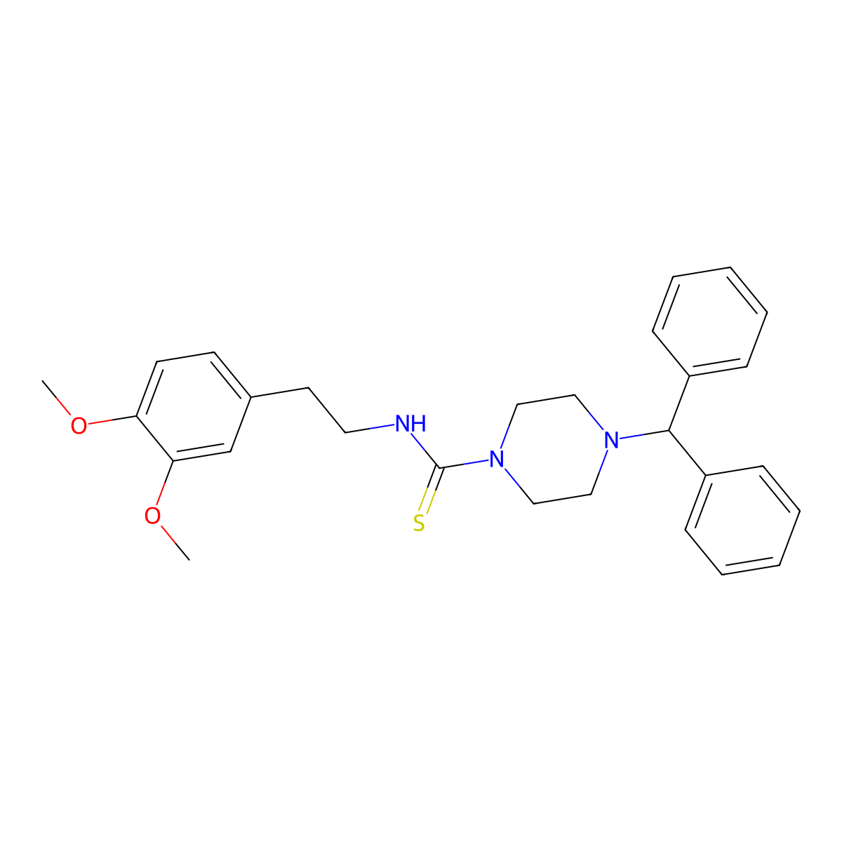 4-benzhydryl-N-[2-(3,4-dimethoxyphenyl)ethyl]piperazine-1-carbothioamide molecular structure, CAS 701938-78-5
