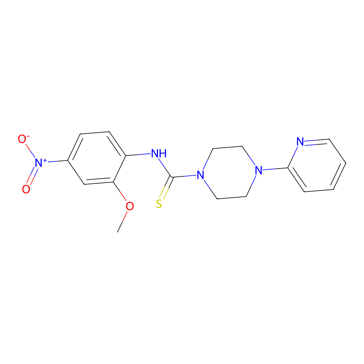 N-(2-methoxy-4-nitrophenyl)-4-pyridin-2-ylpiperazine-1-carbothioamide molecular structure, CAS 701938-98-9