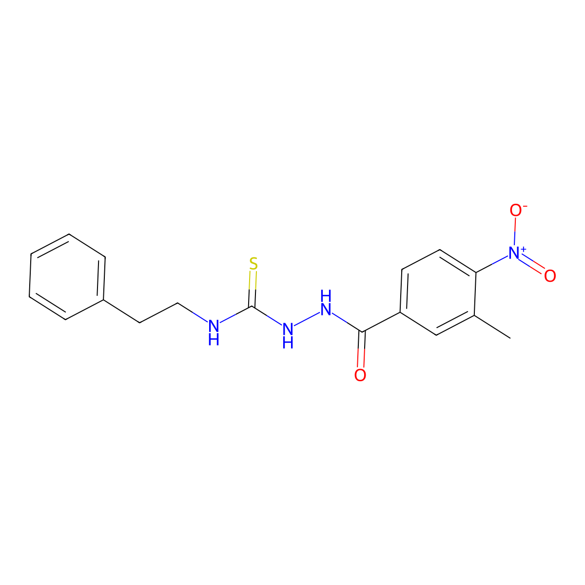 2-[(3-methyl-4-nitrophenyl)carbonyl]-N-(2-phenylethyl)hydrazinecarbothioamide molecular structure, CAS 701939-00-6
