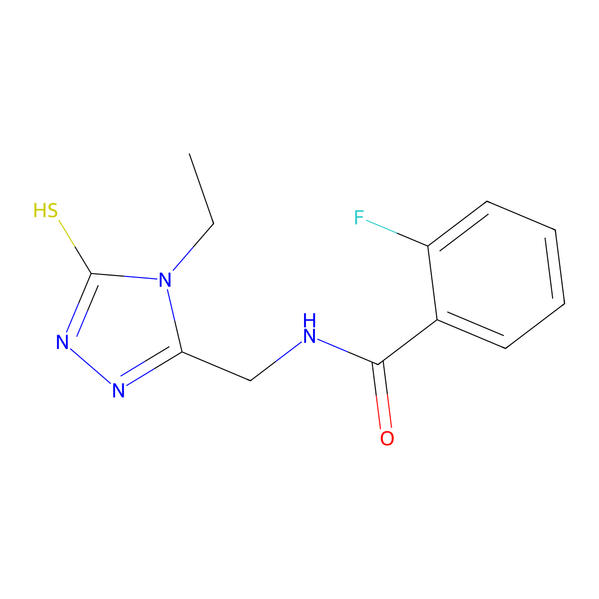 N-(4-Ethyl-5-mercapto-4H-[1,2,4]triazol-3-ylmethyl)-2-fluoro-benzamide molecular structure, CAS 701939-24-4