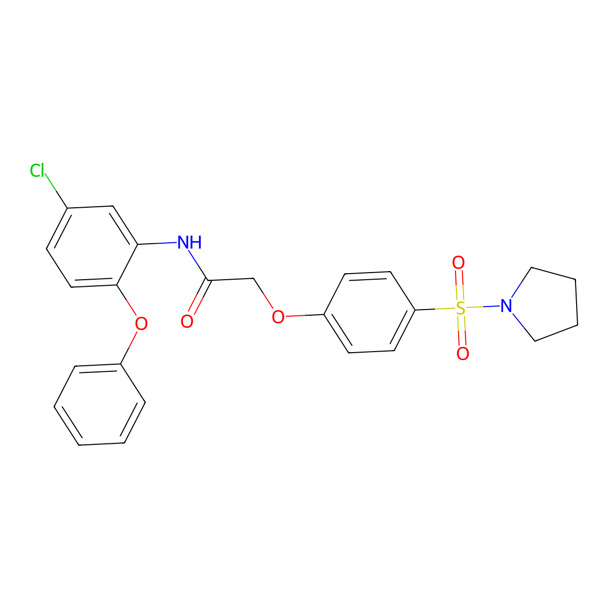 N-(5-chloro-2-phenoxyphenyl)-2-(4-pyrrolidin-1-ylsulfonylphenoxy)acetamide molecular structure, CAS 701939-28-8