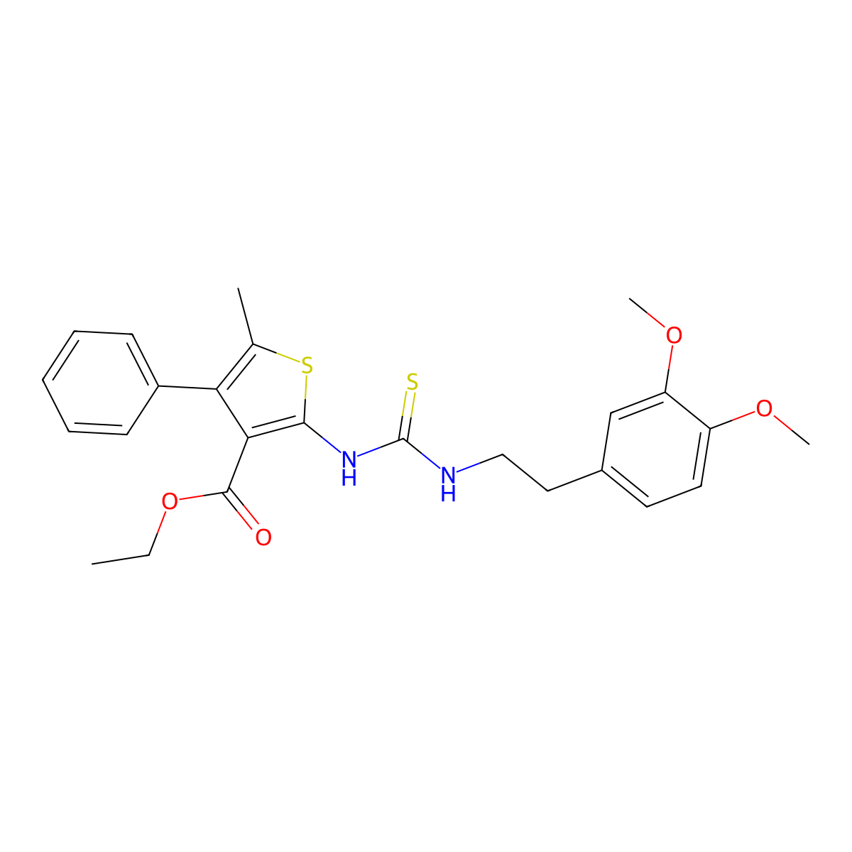 Ethyl 2-({[2-(3,4-dimethoxyphenyl)ethyl]carbamothioyl}amino)-5-methyl-4-phenylthiophene-3-carboxylate molecular structure, CAS 701939-33-5