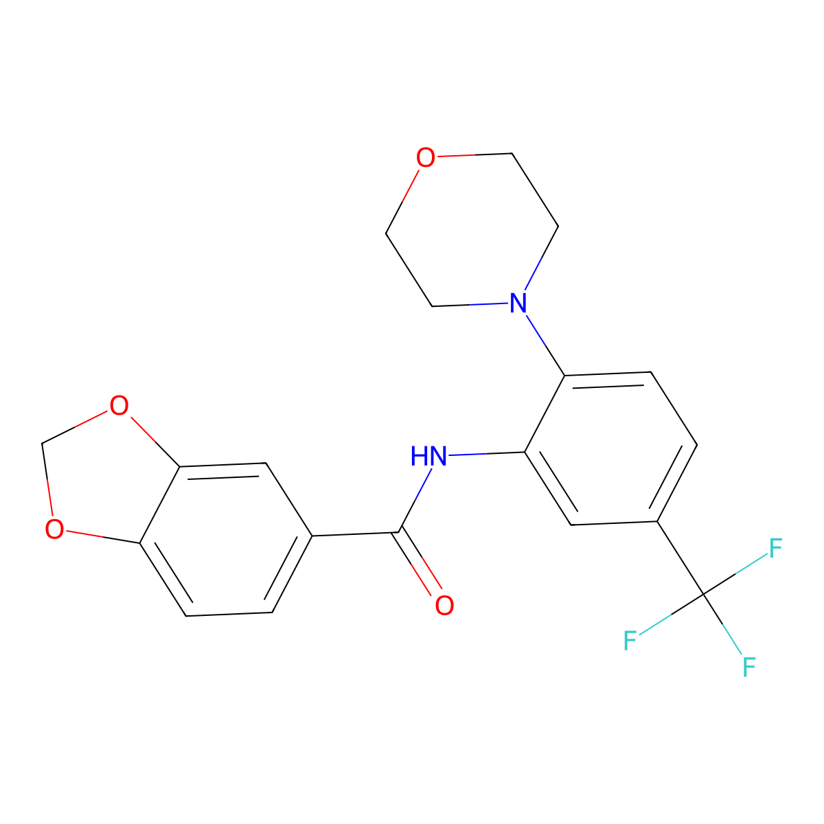 N-[2-morpholin-4-yl-5-(trifluoromethyl)phenyl]-1,3-benzodioxole-5-carboxamide molecular structure, CAS 701939-58-4