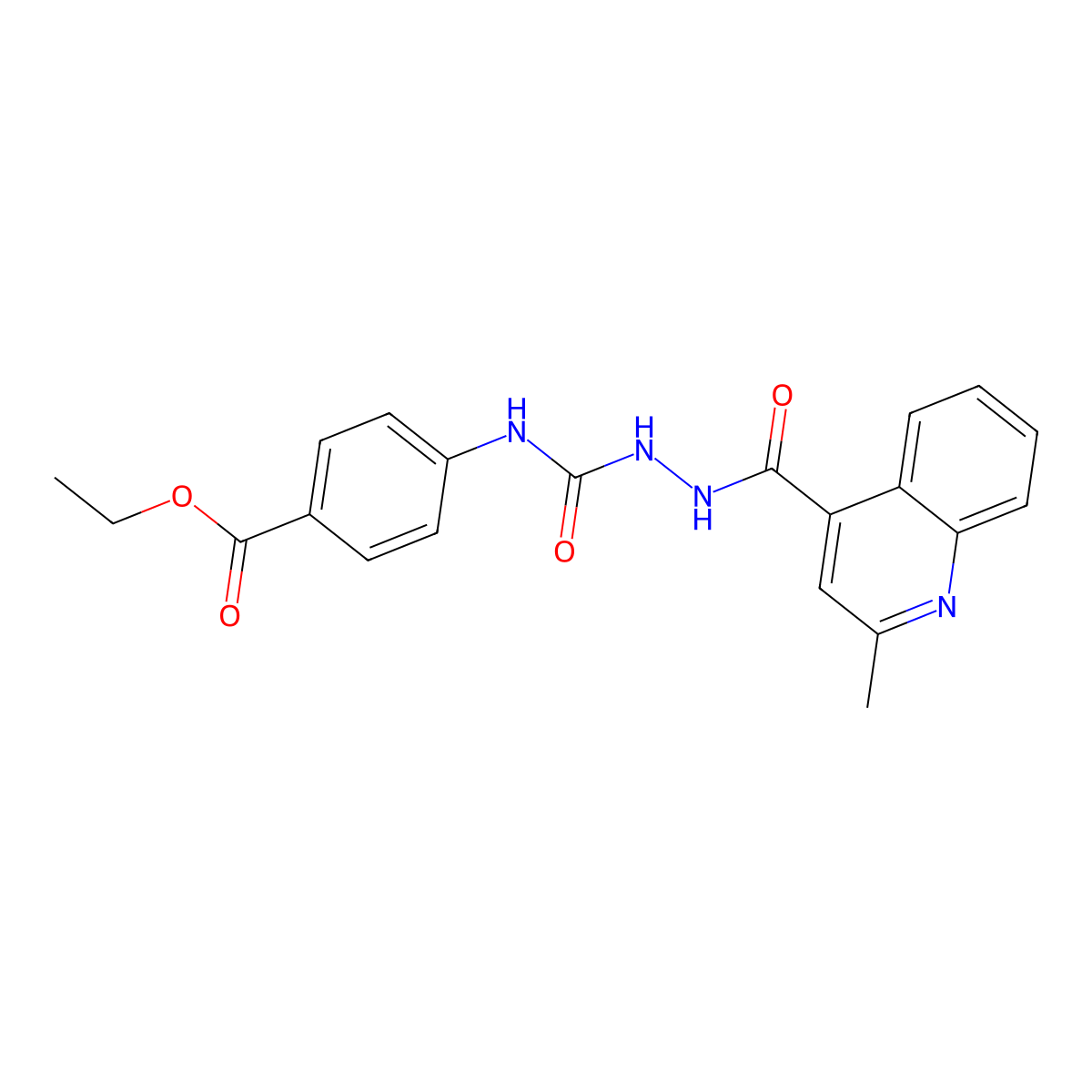 ethyl 4-({N-[(2-methyl-4-quinolyl)carbonylamino]carbamoyl}amino)benzoate molecular structure, CAS 701939-68-6
