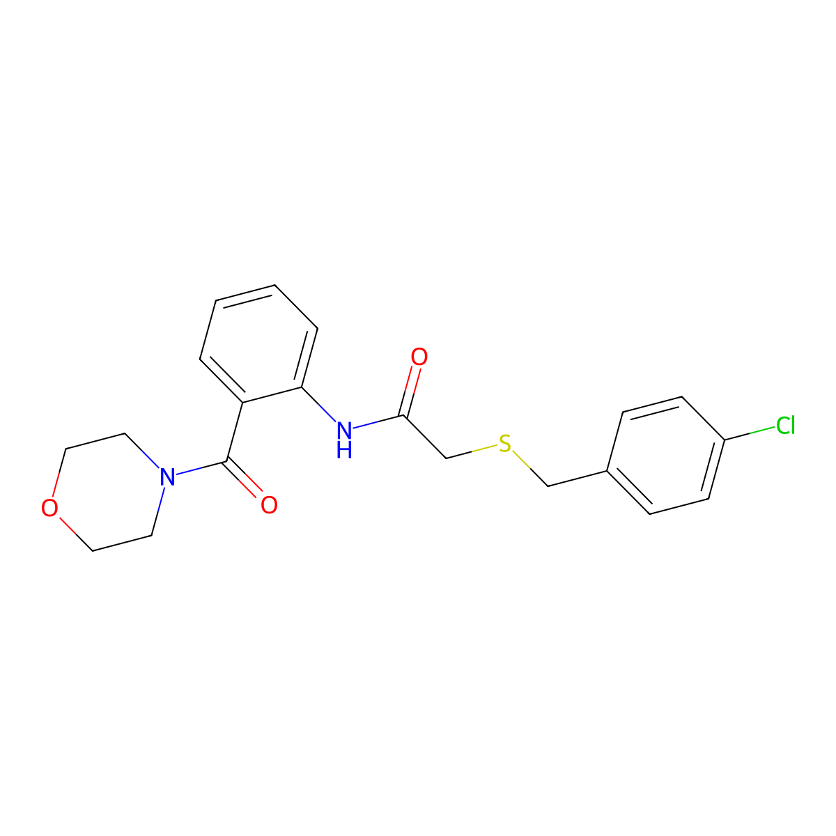 2-[(4-chlorophenyl)methylsulfanyl]-N-[2-(morpholine-4-carbonyl)phenyl]acetamide molecular structure, CAS 701939-69-7