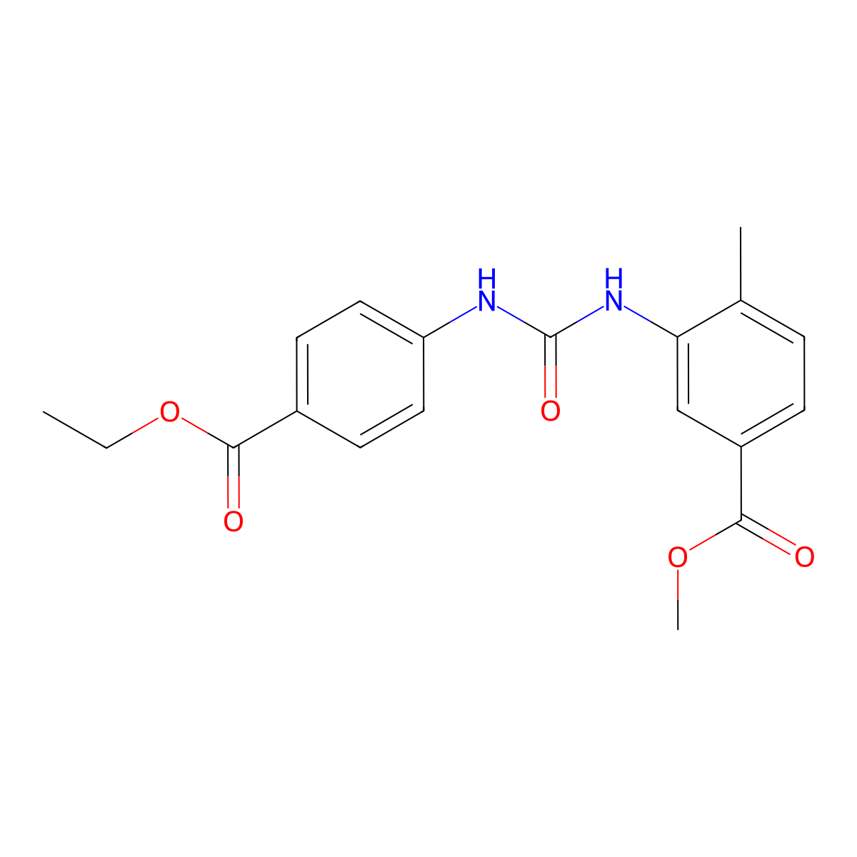 Methyl 3-({[4-(ethoxycarbonyl)phenyl]carbamoyl}amino)-4-methylbenzoate molecular structure, CAS 701939-95-9