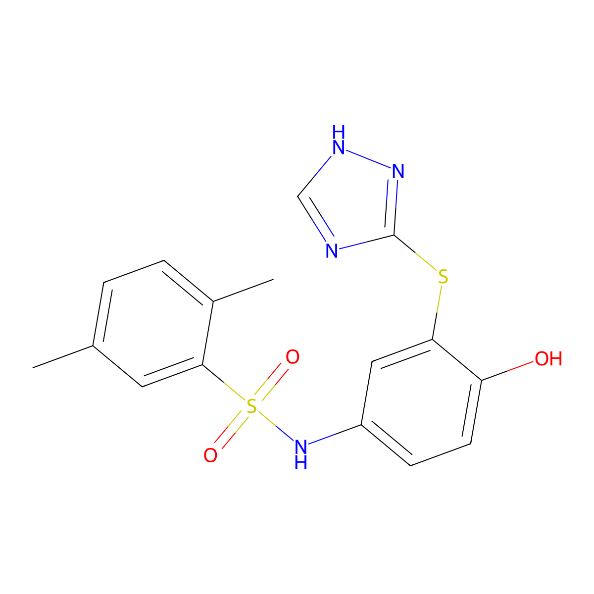 N-[4-hydroxy-3-(1H-1,2,4-triazol-5-ylsulfanyl)phenyl]-2,5-dimethylbenzenesulfonamide molecular structure, CAS 701940-10-5