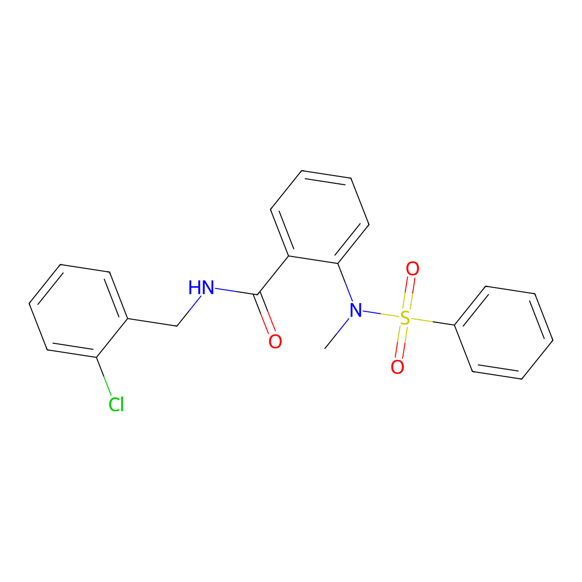 N-(2-chlorobenzyl)-2-[methyl(phenylsulfonyl)amino]benzamide molecular structure, CAS 701940-19-4