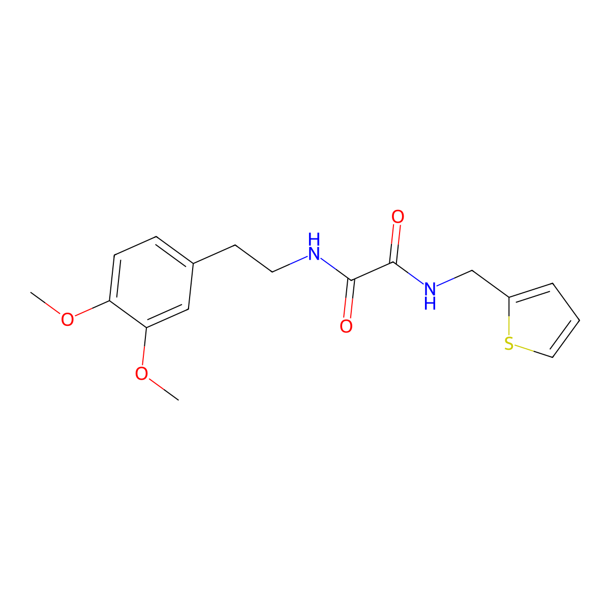 N-[2-(3,4-dimethoxyphenyl)ethyl]-N'-(thiophen-2-ylmethyl)oxamide molecular structure, CAS 701940-55-8