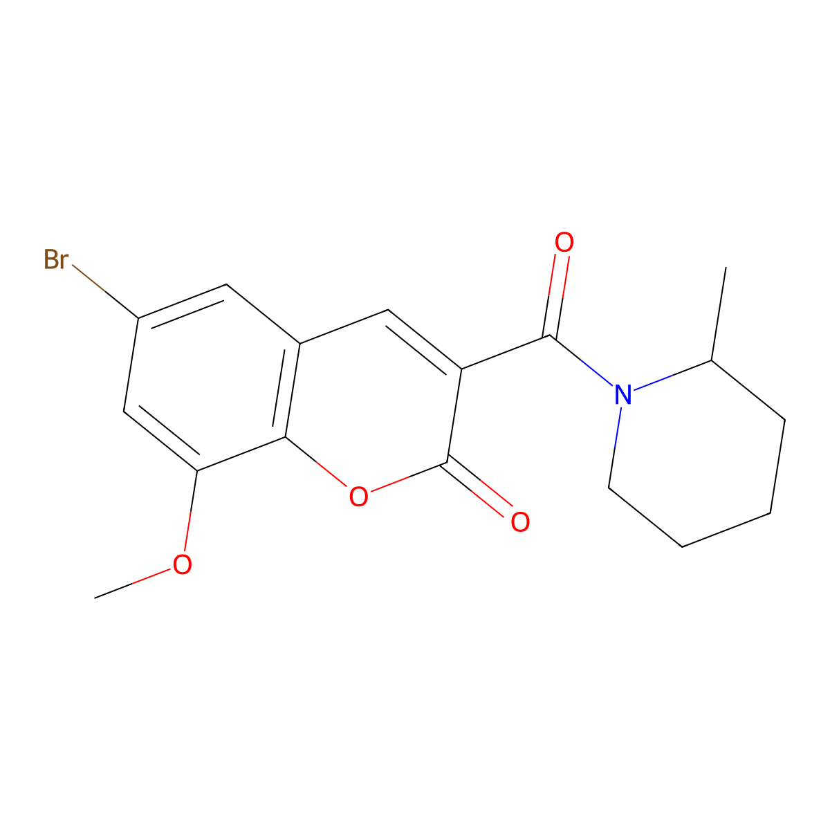 6-bromo-8-methoxy-3-(2-methylpiperidine-1-carbonyl)-2H-chromen-2-one molecular structure, CAS 701940-66-1