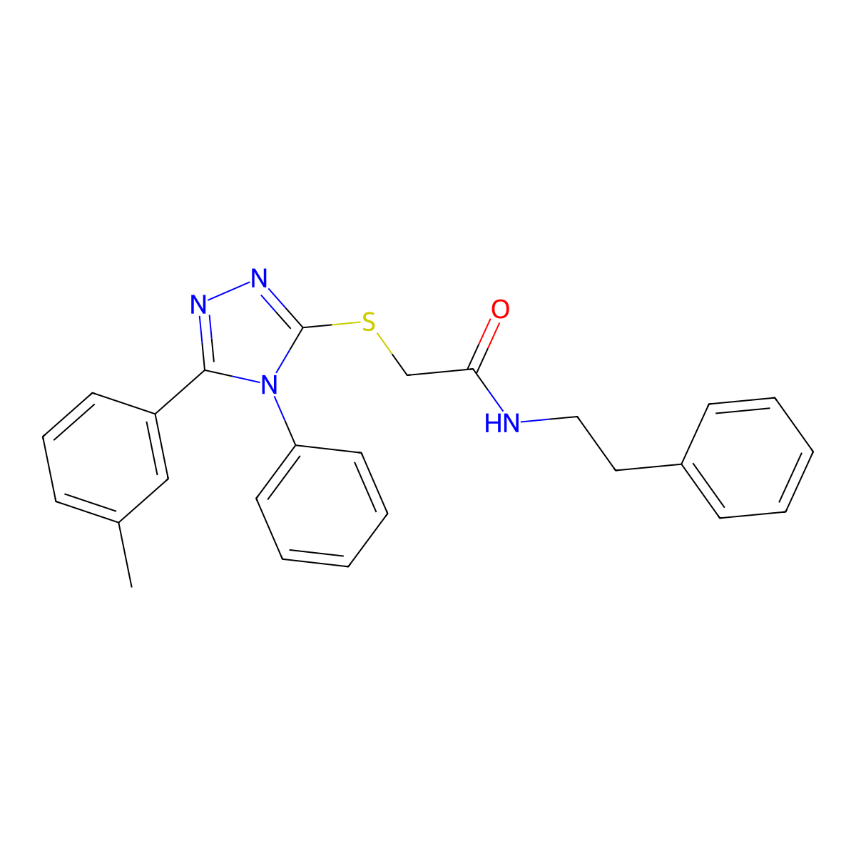 2-{[5-(3-methylphenyl)-4-phenyl-4H-1,2,4-triazol-3-yl]sulfanyl}-N-(2-phenylethyl)acetamide molecular structure, CAS 701940-70-7