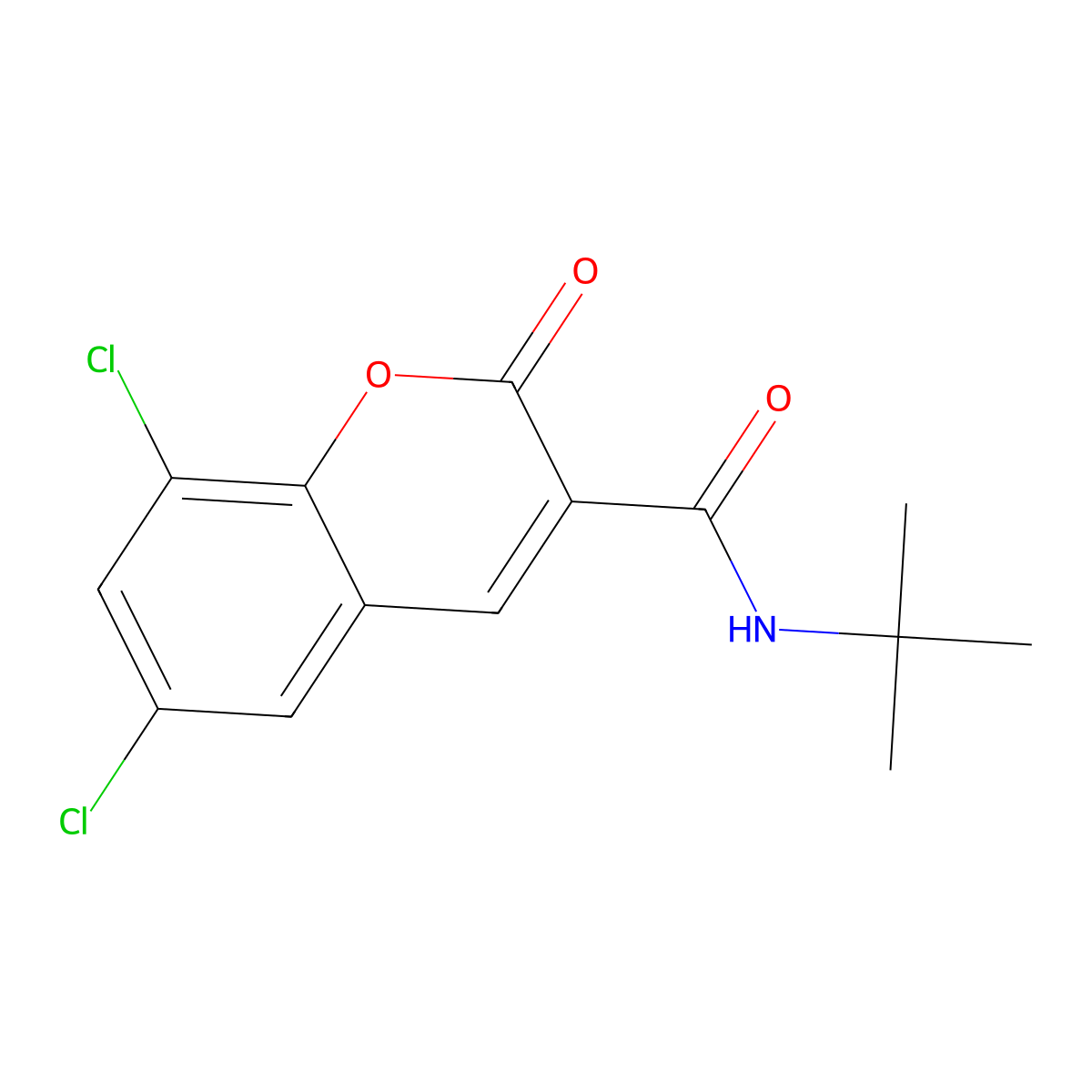 N-(tert-butyl)-6,8-dichloro-2-oxo-2H-chromene-3-carboxamide molecular structure, CAS 701940-72-9