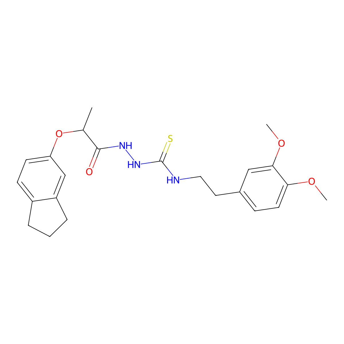 1-[2-(2,3-dihydro-1H-inden-5-yloxy)propanoylamino]-3-[2-(3,4-dimethoxyphenyl)ethyl]thiourea molecular structure, CAS 701940-93-4