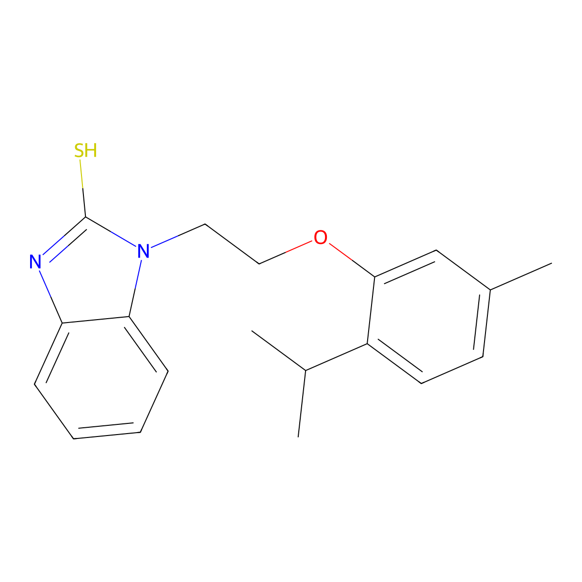 3-[2-(5-methyl-2-propan-2-ylphenoxy)ethyl]-1H-benzimidazole-2-thione molecular structure, CAS 701940-94-5