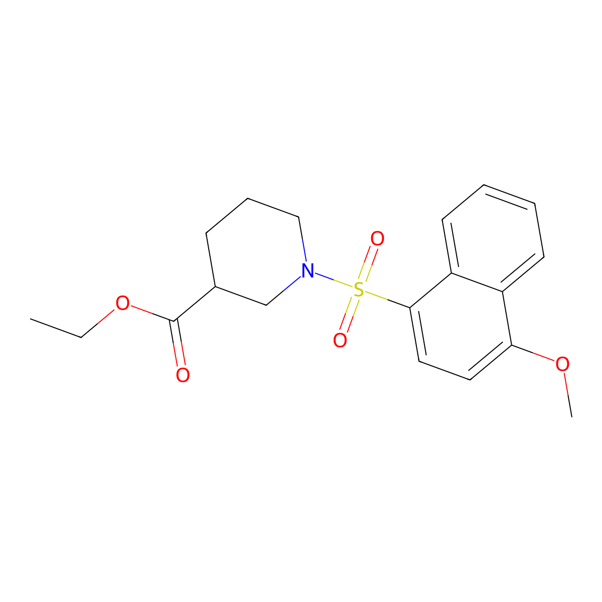 Ethyl 1-[(4-methoxy-1-naphthyl)sulfonyl]-3-piperidinecarboxylate molecular structure, CAS 701941-10-8