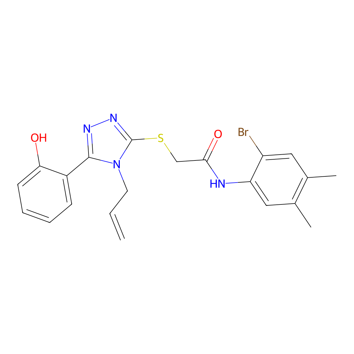 N-(2-bromo-4,5-dimethylphenyl)-2-{[5-(2-hydroxyphenyl)-4-(prop-2-en-1-yl)-4H-1,2,4-triazol-3-yl]sulfanyl}acetamide molecular structure, CAS 701941-33-5