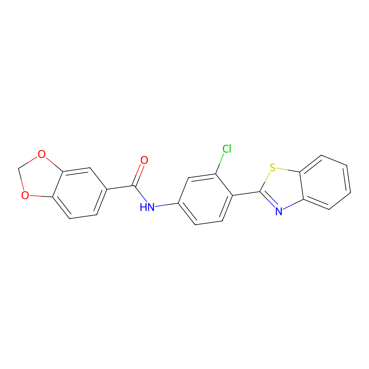 N-[4-(1,3-benzothiazol-2-yl)-3-chlorophenyl]-1,3-benzodioxole-5-carboxamide molecular structure, CAS 701941-38-0