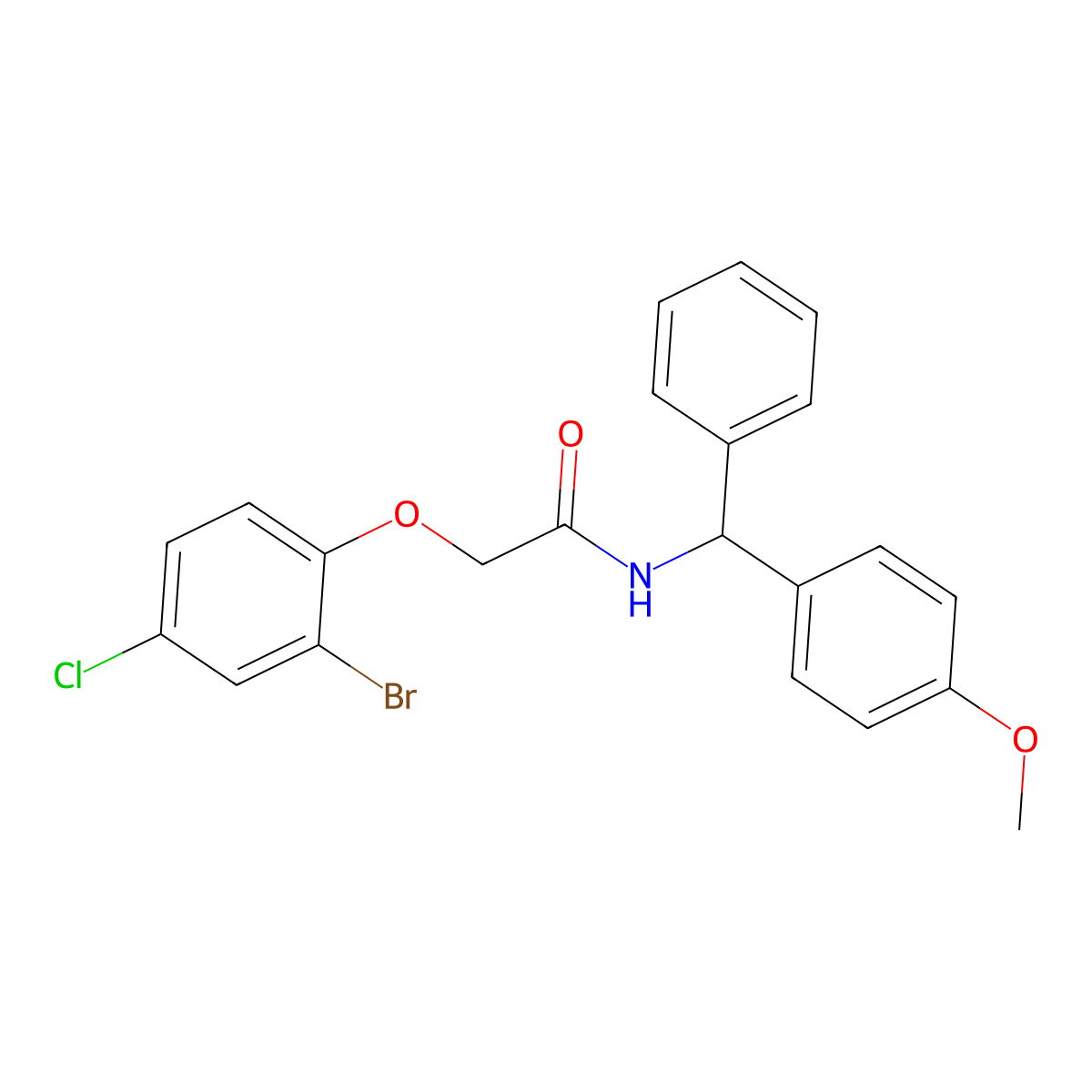 2-(2-bromo-4-chlorophenoxy)-N-[(4-methoxyphenyl)-phenylmethyl]acetamide molecular structure, CAS 701941-53-9