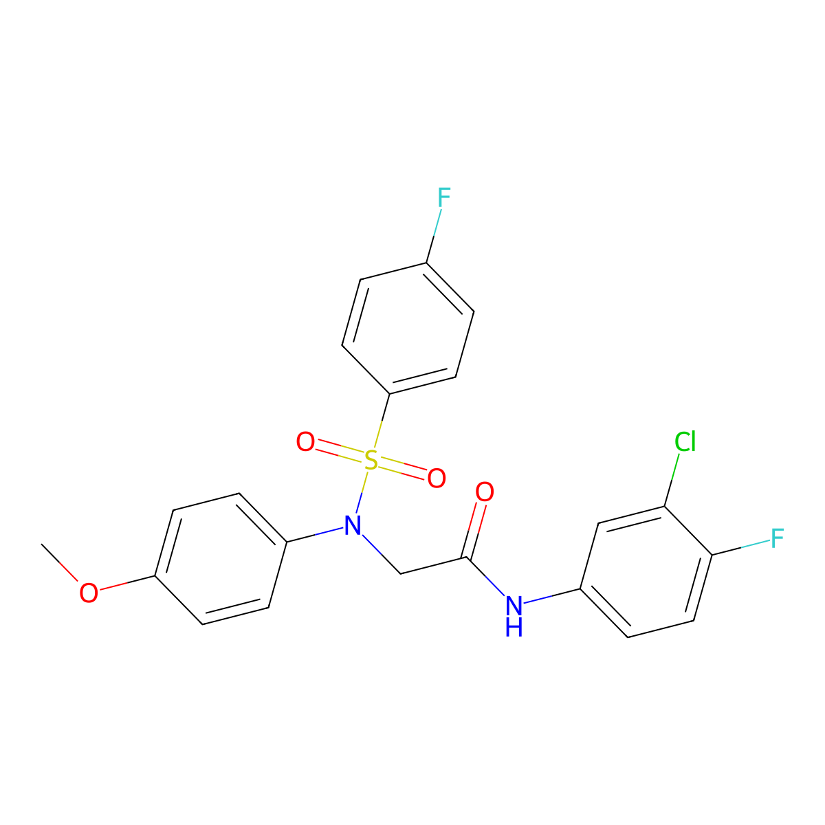 N-(3-chloro-4-fluorophenyl)-2-(N-(4-fluorophenyl)sulfonyl-4-methoxyanilino)acetamide molecular structure, CAS 701941-54-0
