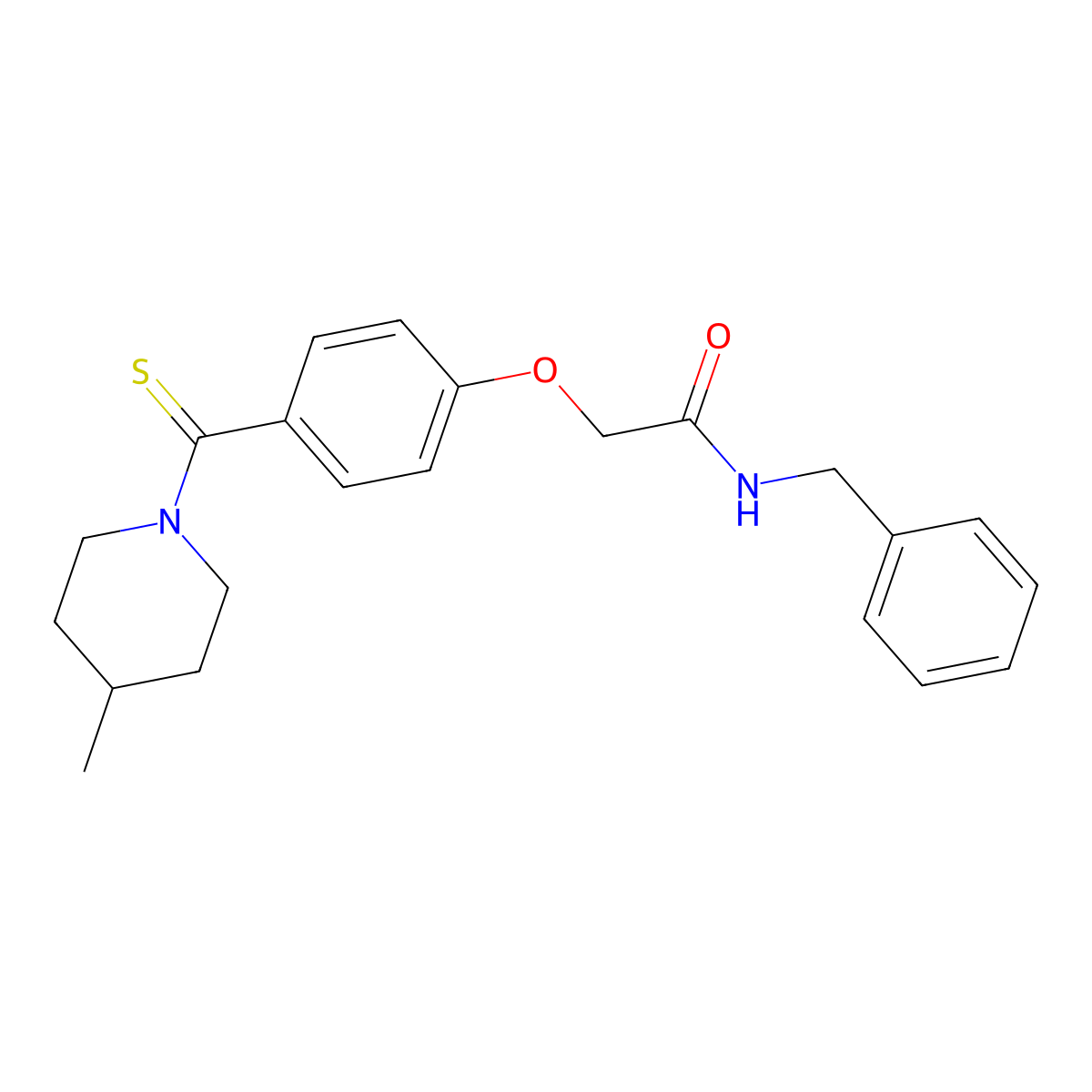 N-benzyl-2-[4-(4-methylpiperidine-1-carbothioyl)phenoxy]acetamide molecular structure, CAS 701941-58-4