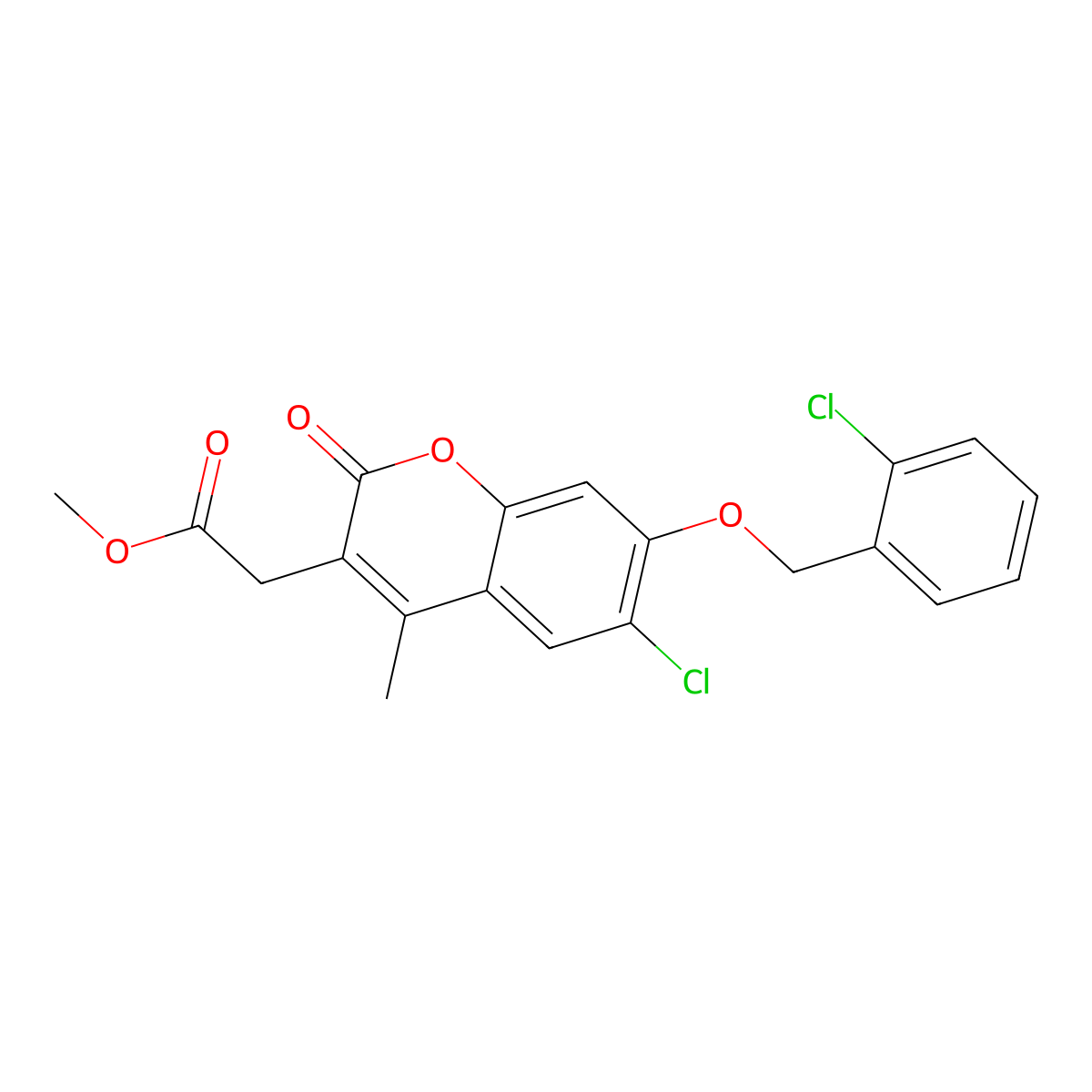 Methyl 2-[6-chloro-7-[(2-chlorophenyl)methoxy]-4-methyl-2-oxochromen-3-yl]acetate molecular structure, CAS 701941-68-6