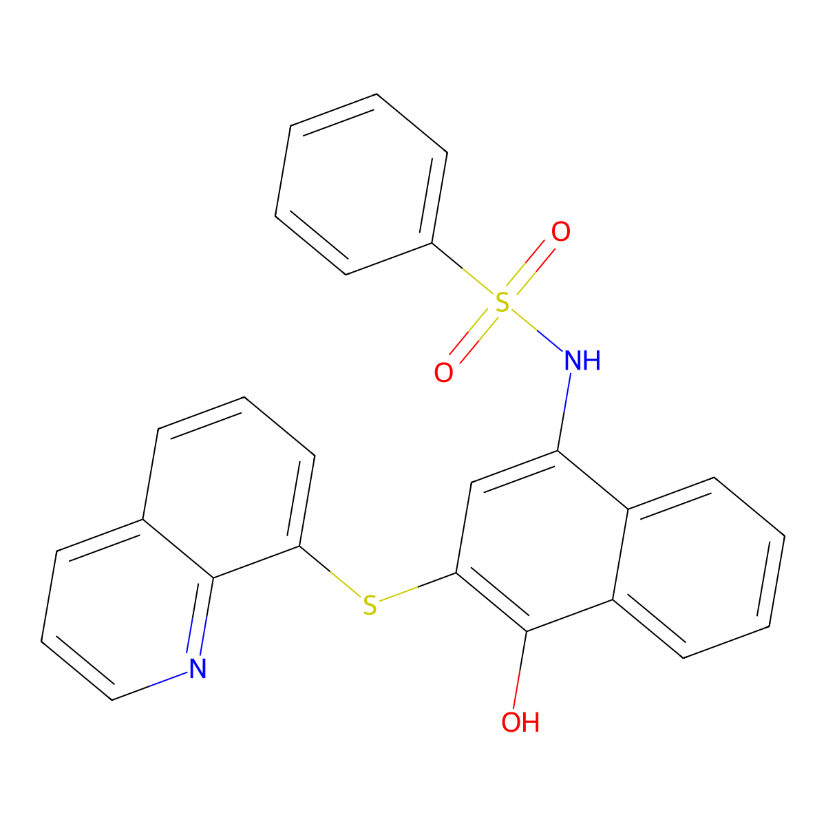 N-[4-hydroxy-3-(8-quinolinylthio)-1-naphthyl]benzenesulfonamide molecular structure, CAS 701942-07-6