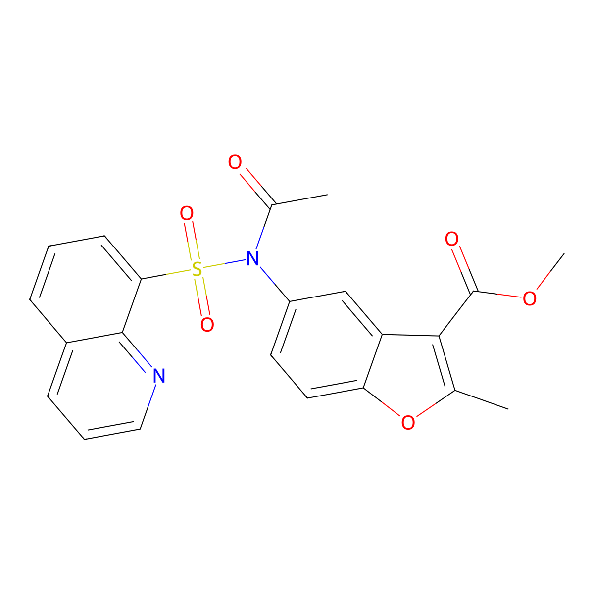 Methyl 5-[acetyl(8-quinolinylsulfonyl)amino]-2-methyl-1-benzofuran-3-carboxylate molecular structure, CAS 701942-30-5