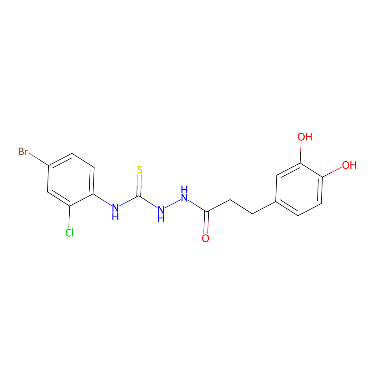 1-(4-Bromo-2-chlorophenyl)-3-[3-(3,4-dihydroxyphenyl)propanoylamino]thiourea molecular structure, CAS 701942-60-1