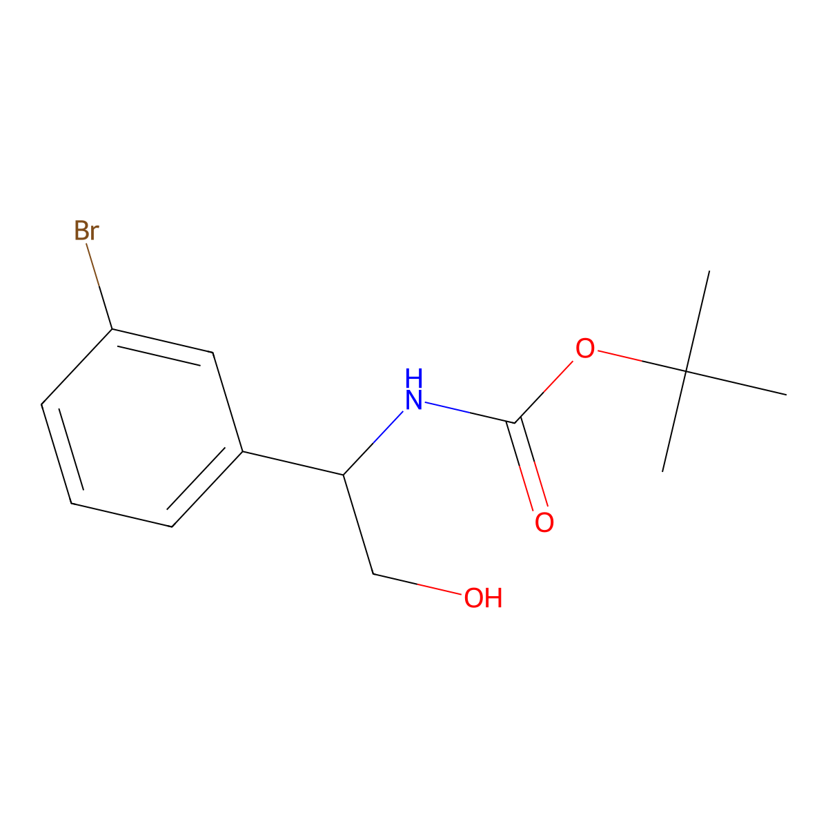 tert-butyl N-[1-(3-bromophenyl)-2-hydroxyethyl]carbamate molecular structure, CAS 701944-04-9
